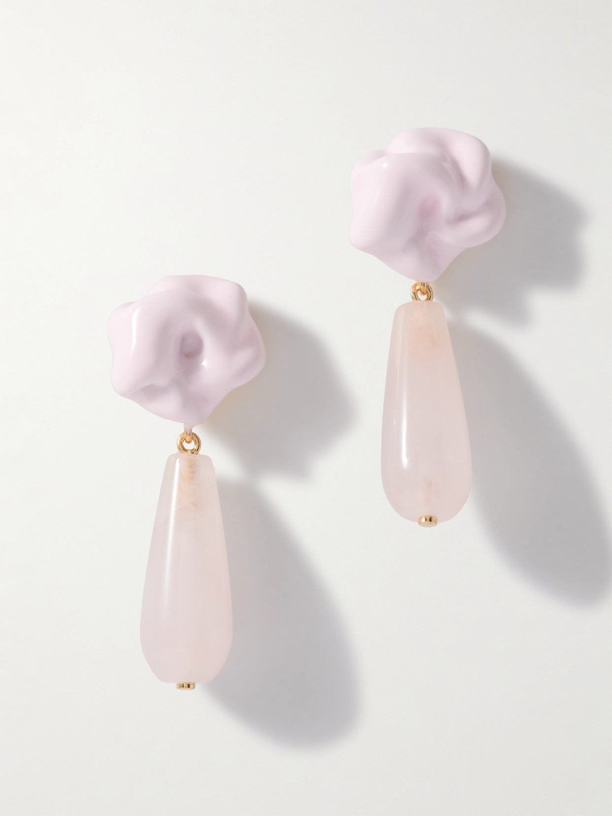 Completedworks Gold-plated, Rose Quartz And Enamel Earrings In Pink