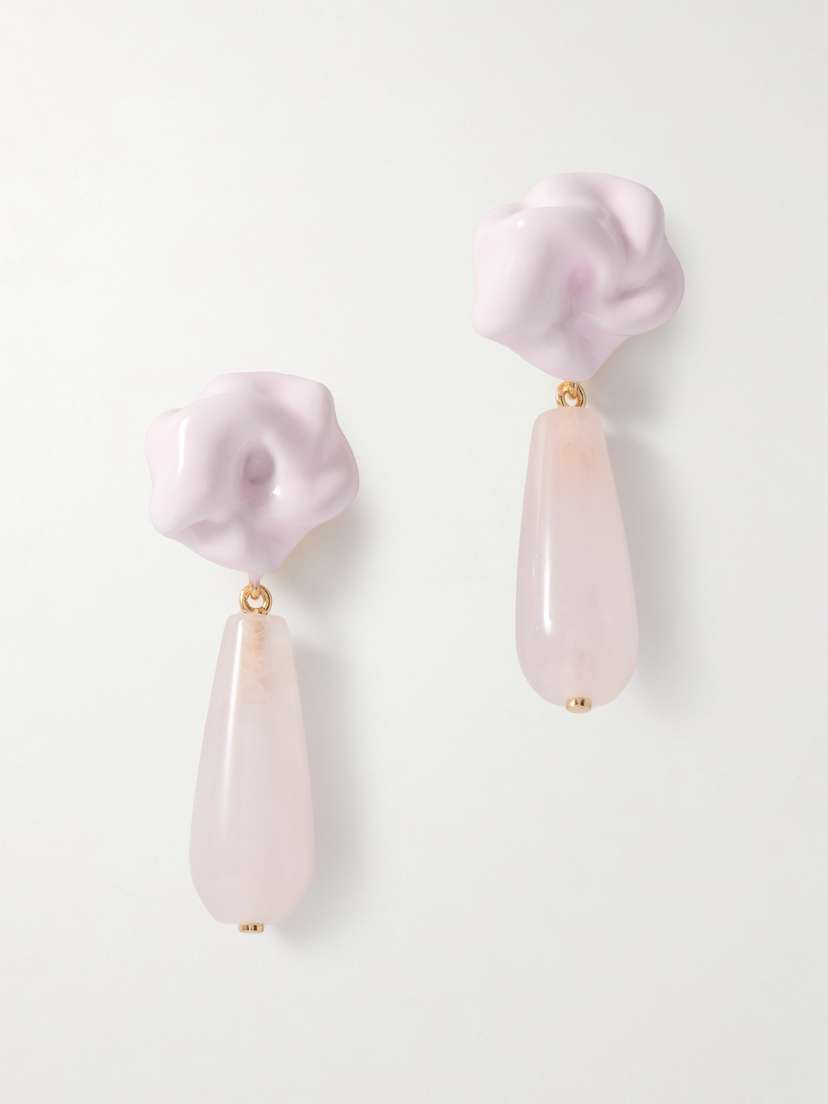 Completedworks Gold-plated, Rose Quartz And Enamel Earrings