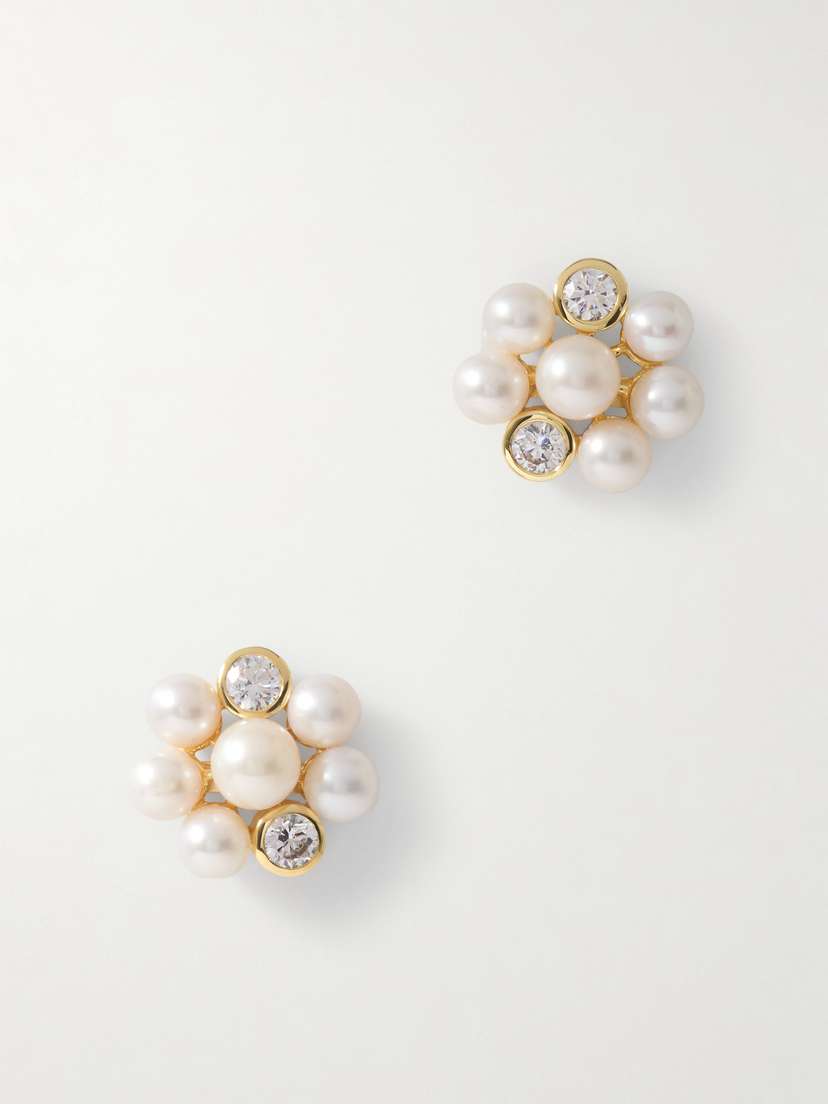 Completedworks Lightdrops Recycled Gold-vermeil, Pearl And Cubic Zirconia Earrings