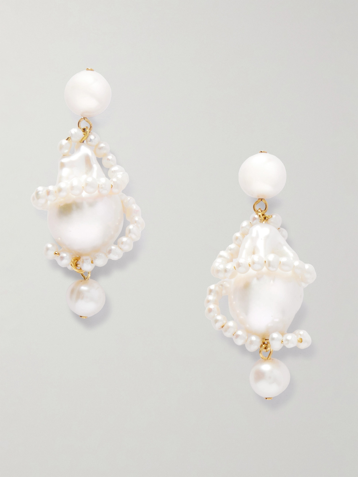 Completedworks Carvings Recycled Gold Vermeil Pearl Earrings In White