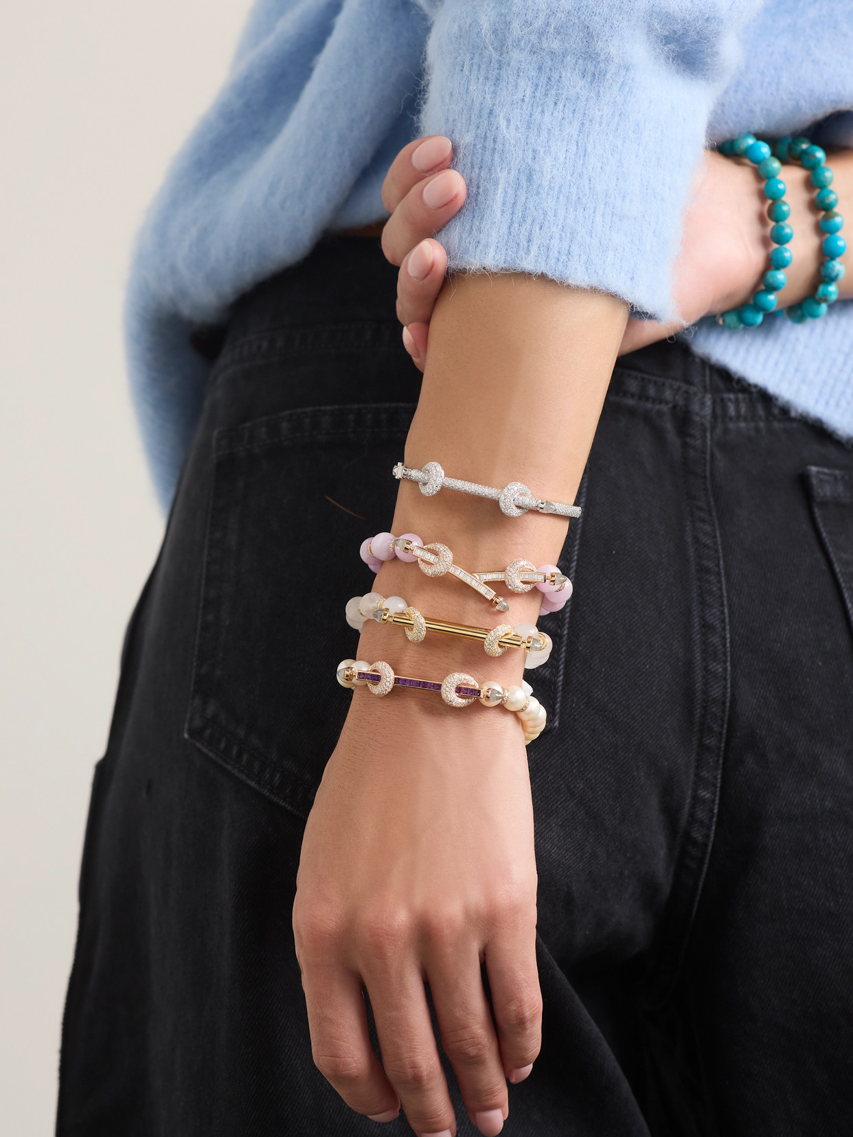 Ananya Chakra 18-karat Rose Gold Multi-stone Bracelet In Gold