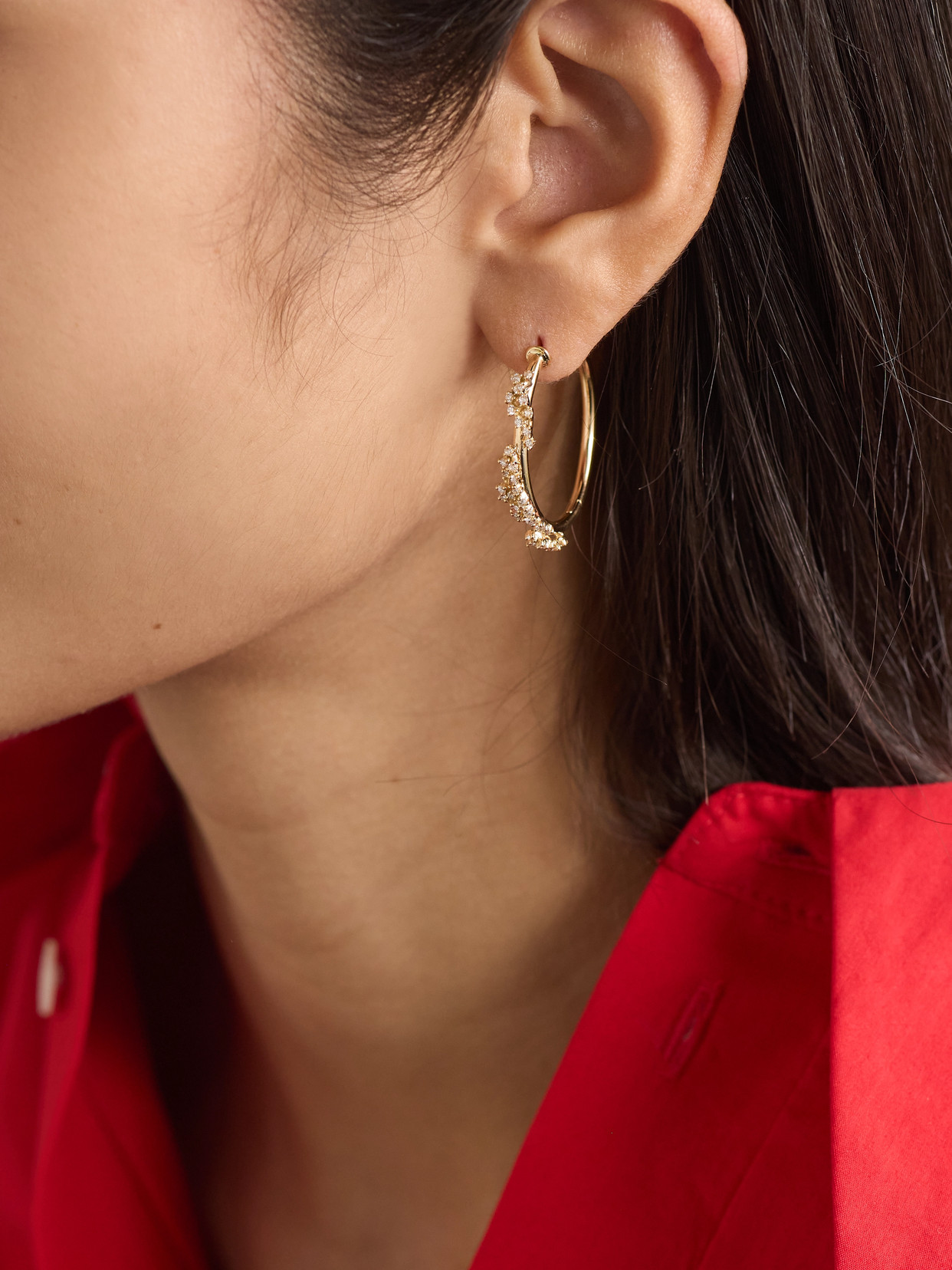 Ananya Scatter 18-karat Gold Diamond Hoop Earrings In Gold
