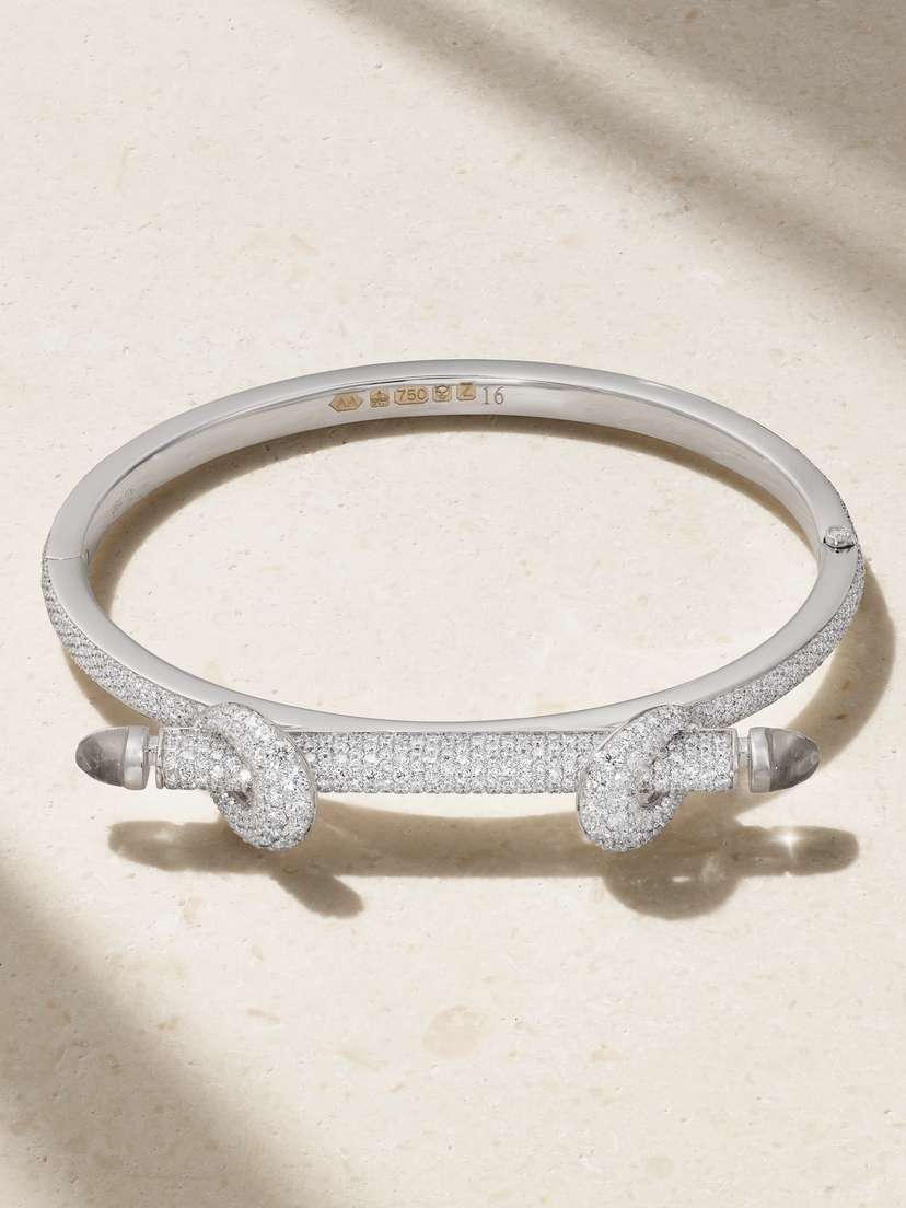 Ananya Chakra Icon 18-karat White Gold, Diamond And Quartz Bangle