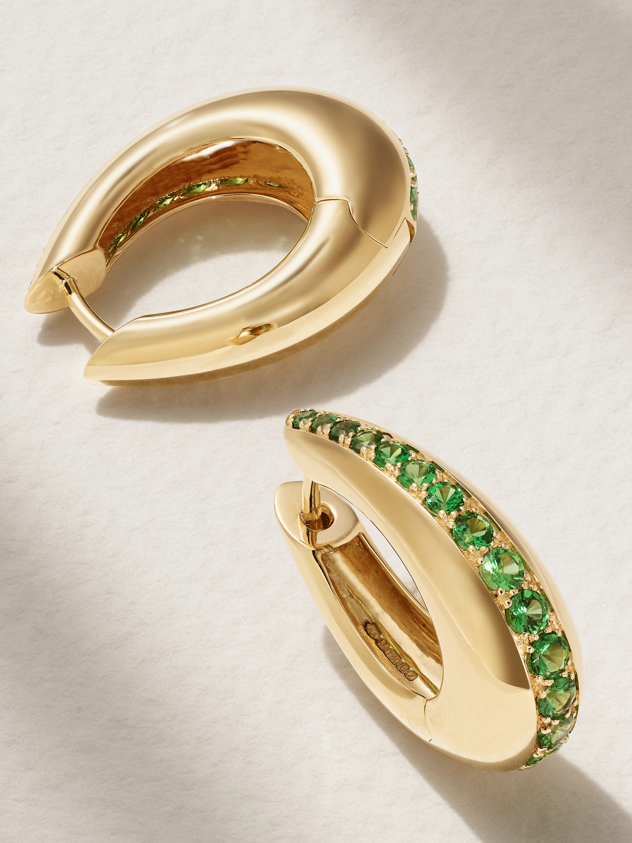 Ananya Chakra Icon 18-karat Gold Tsavorite Hoop Earrings In Green