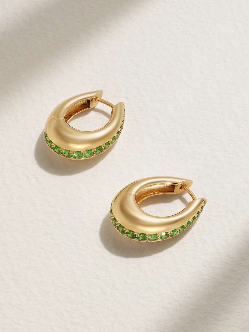 Ananya Chakra Icon 18-karat Gold Tsavorite Hoop Earrings