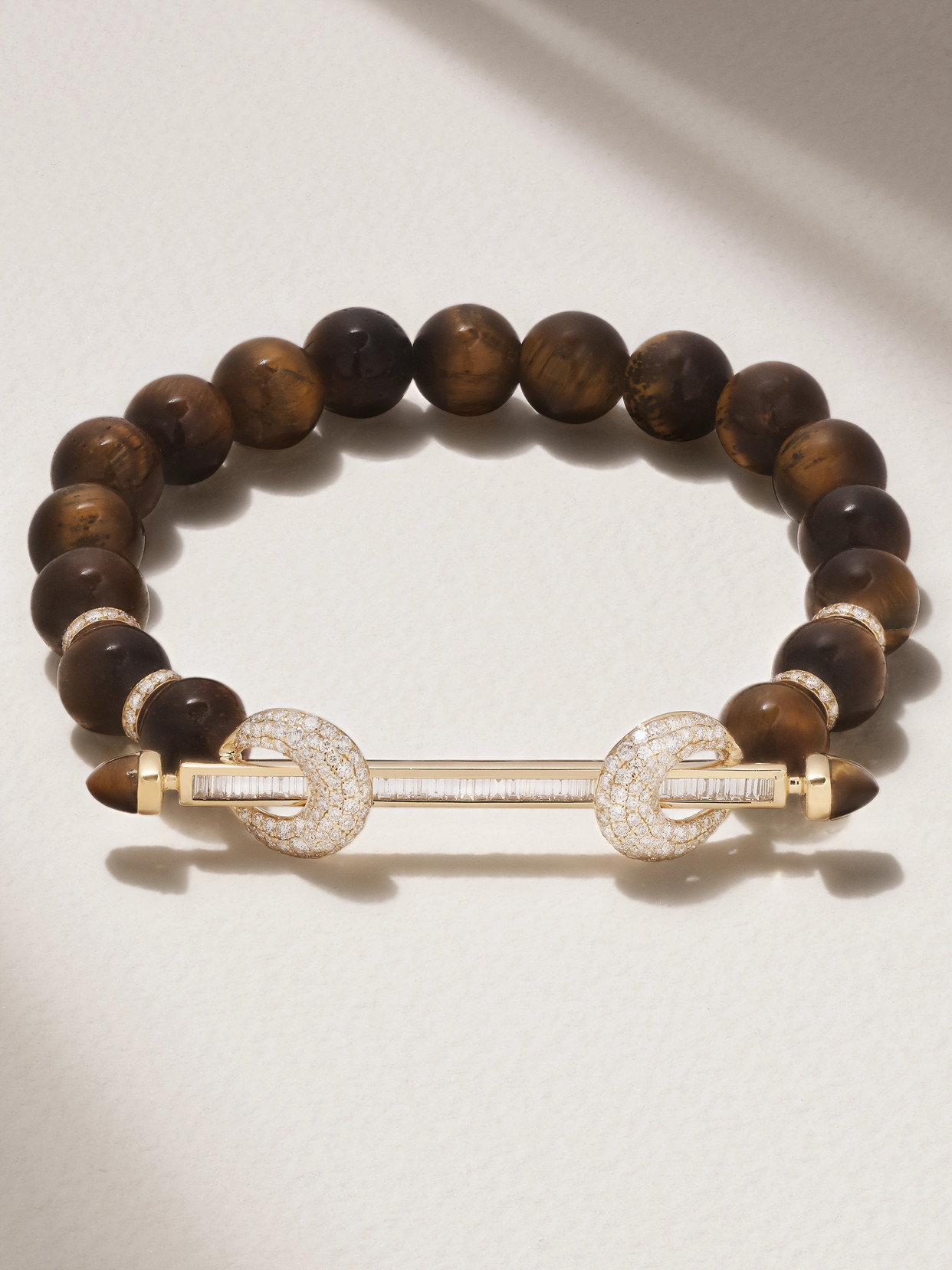 Ananya - Chakra 18-karat Gold, Tiger's Eye And Diamond Bracelet - 15