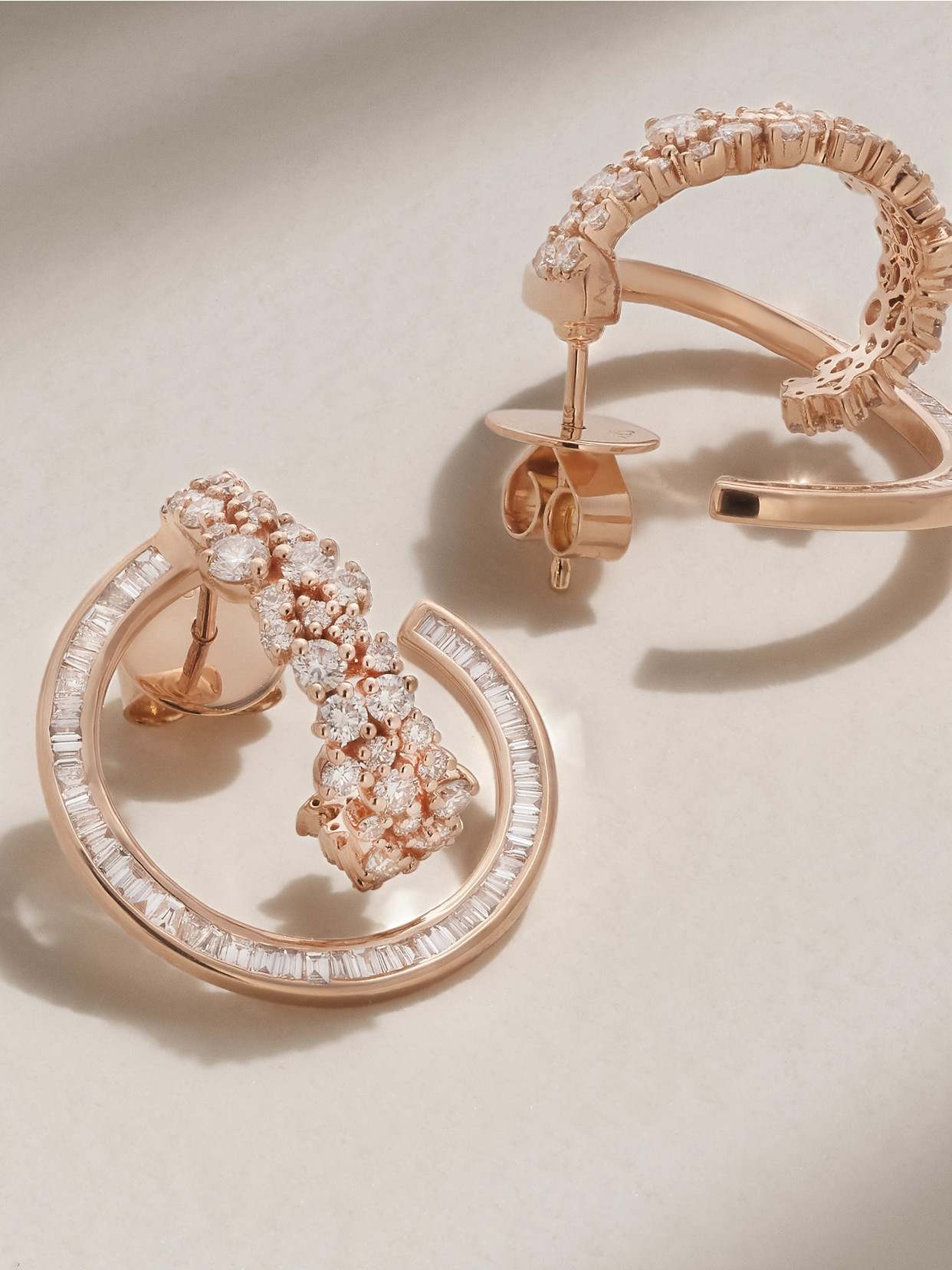 Ananya Scatter Double 18-karat Rose Gold Diamond Hoop Earrings In Rose Gold