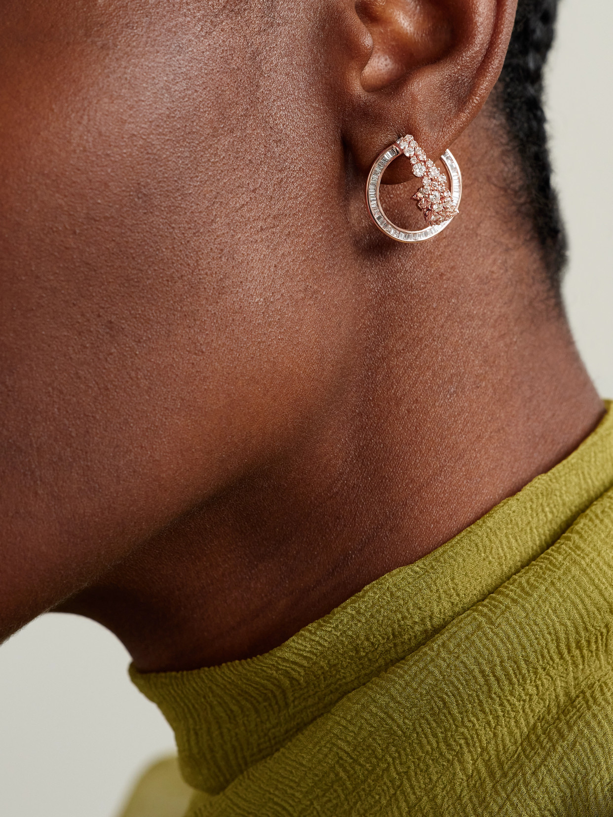 Ananya Scatter Double 18-karat Rose Gold Diamond Hoop Earrings In Rose Gold