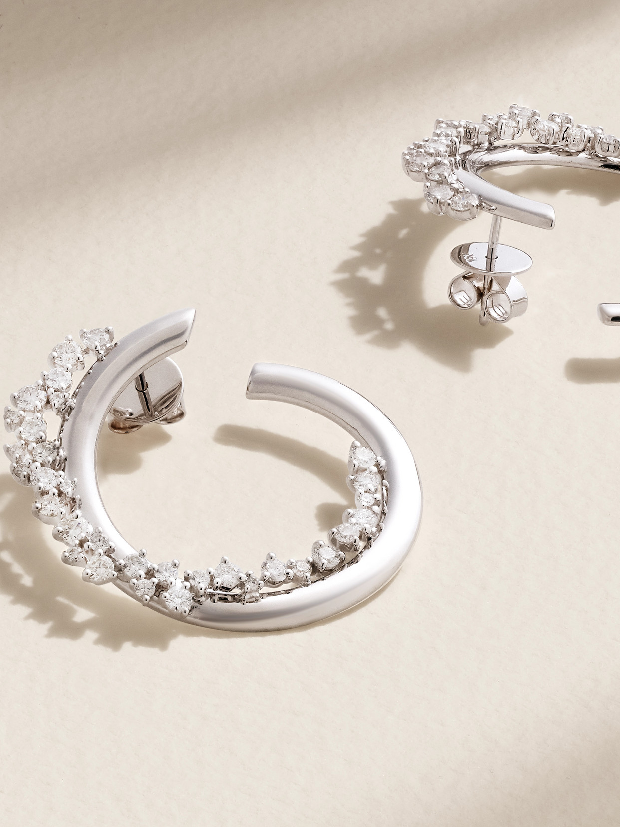 Ananya Scatter 18-karat White Gold Diamond Hoop Earrings In Silver