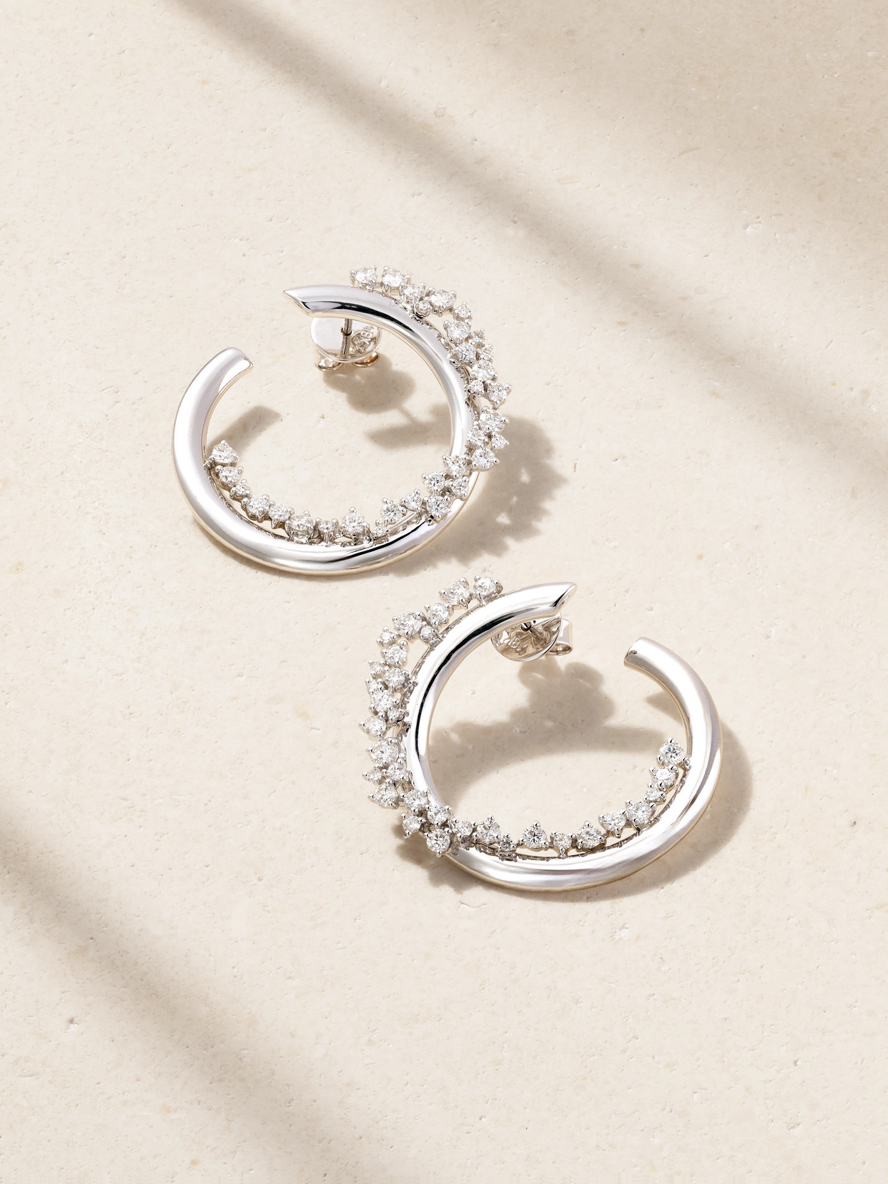Ananya Scatter 18-karat White Gold Diamond Hoop Earrings In Silver