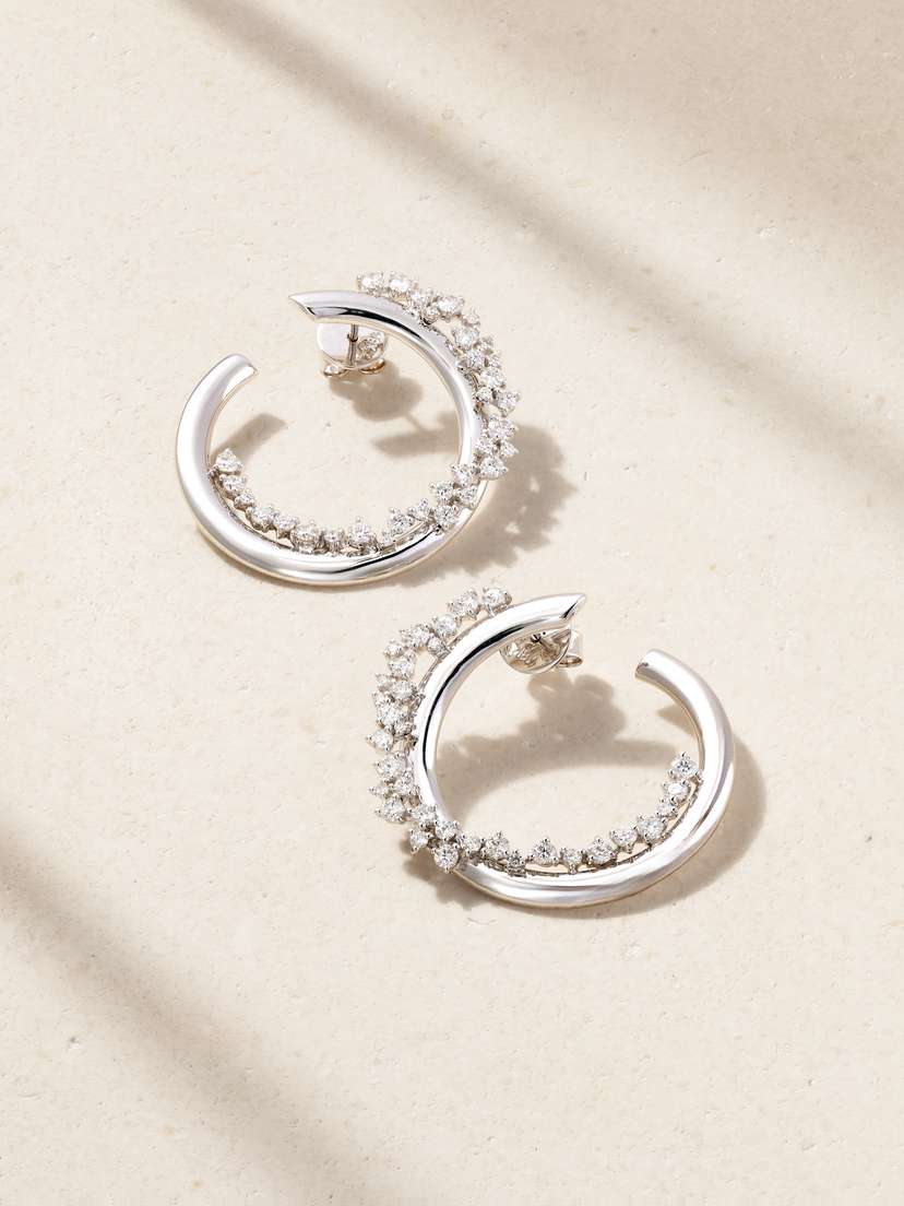 Ananya Scatter 18-karat White Gold Diamond Hoop Earrings