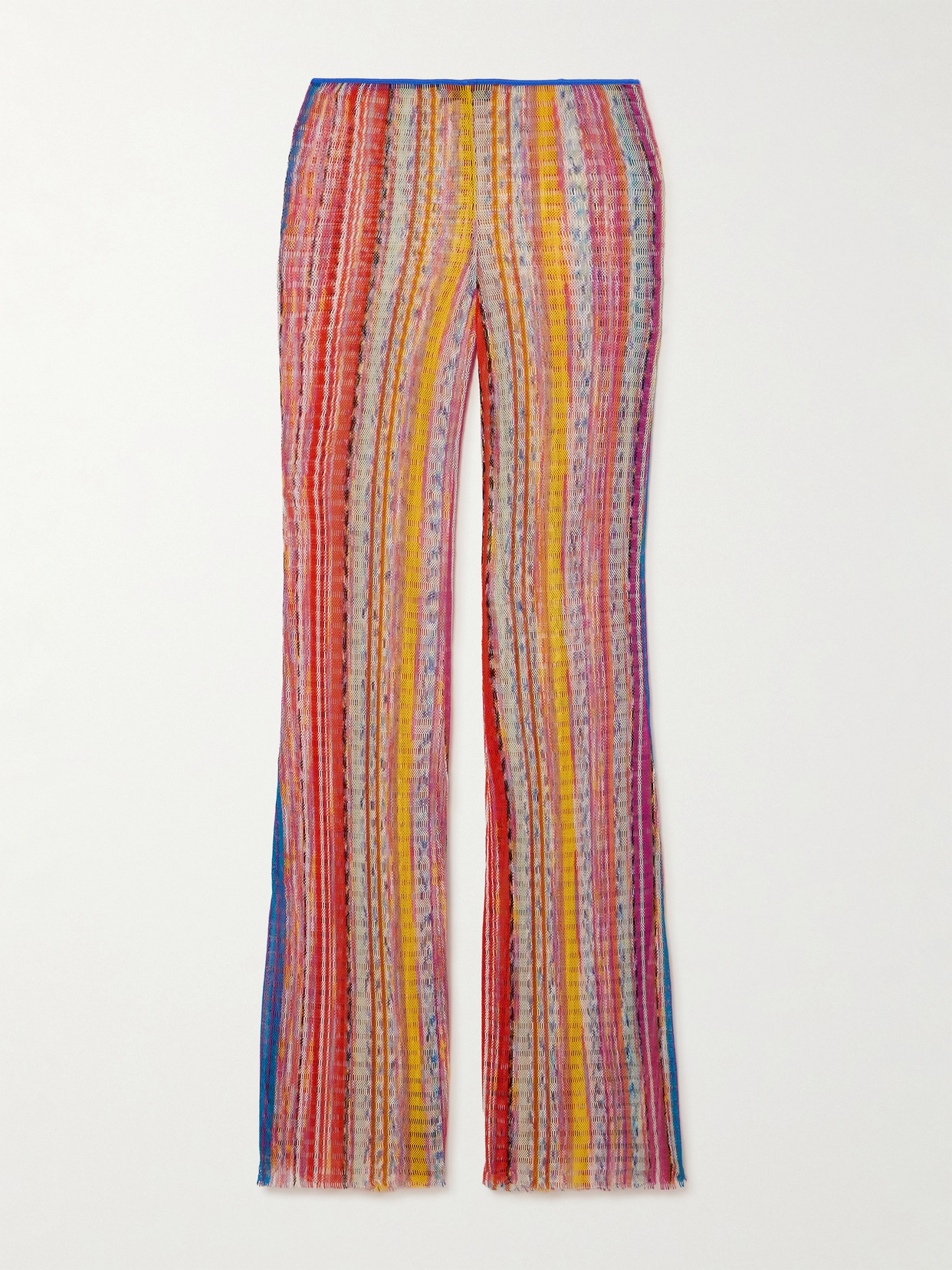 Missoni Mare Striped Crochet-knit Flared Trousers In Red