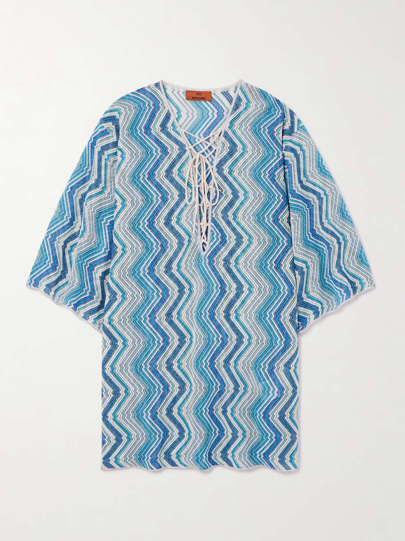 Missoni Mare Metallic Striped Crochet-knit Kaftan