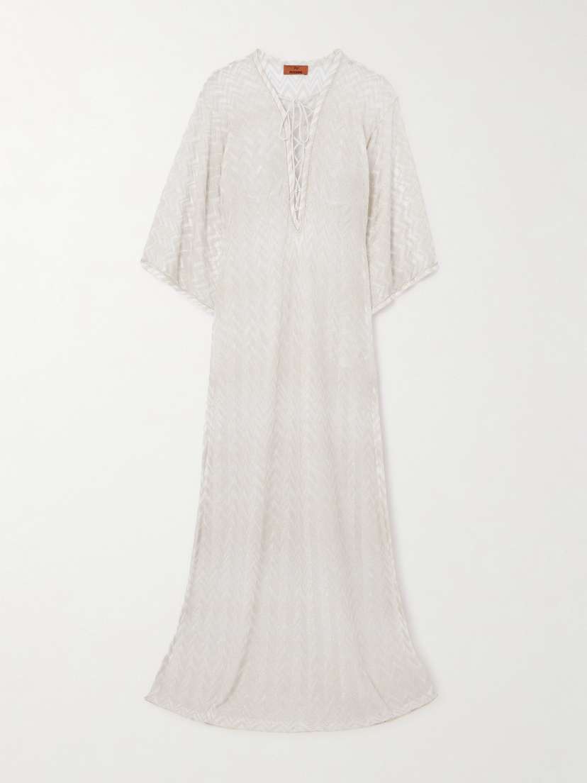Missoni Mare Striped Metallic Crochet-knit Kaftan