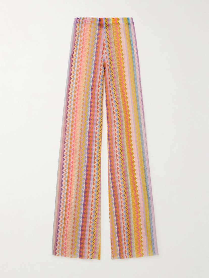 Missoni Striped Printed Stretch-tulle Straight-leg Pants