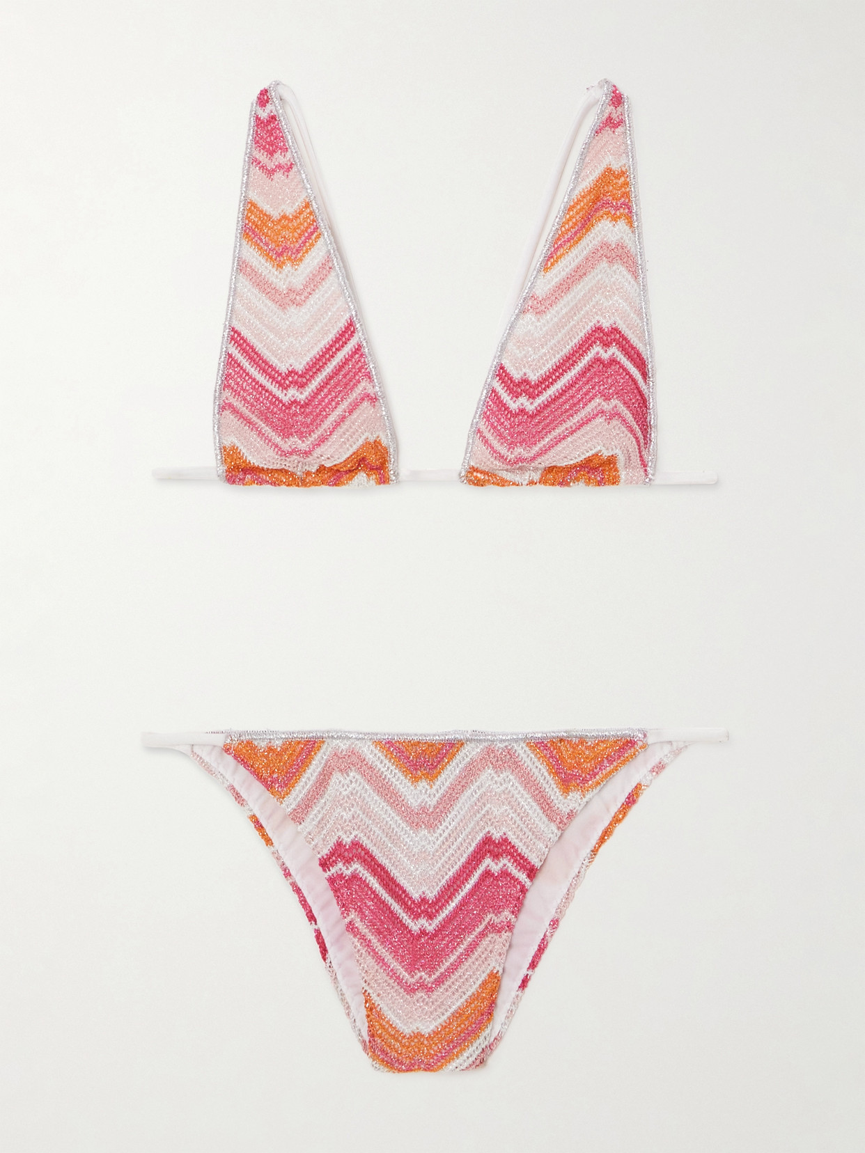 Missoni Mare Metallic Crochet-knit Bikini In Pink