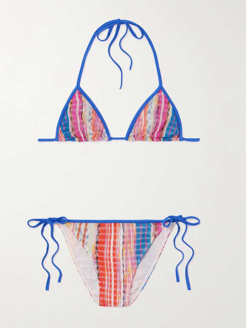 Missoni Mare Striped Crochet-knit Triangle Bikini
