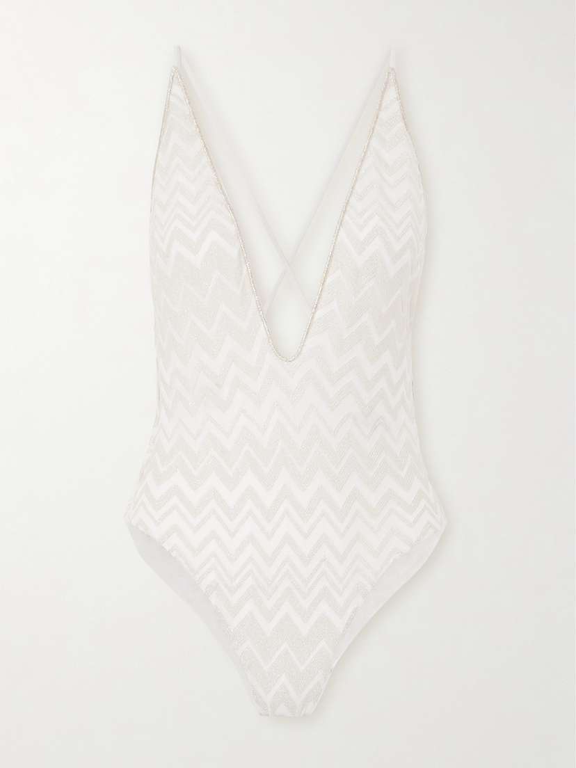 Missoni Mare Striped Metallic Crochet-knit Swimsuit