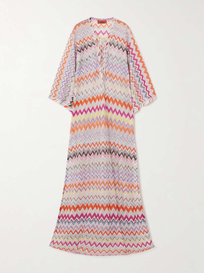 Missoni Mare Striped Metallic Crochet-knit Kaftan