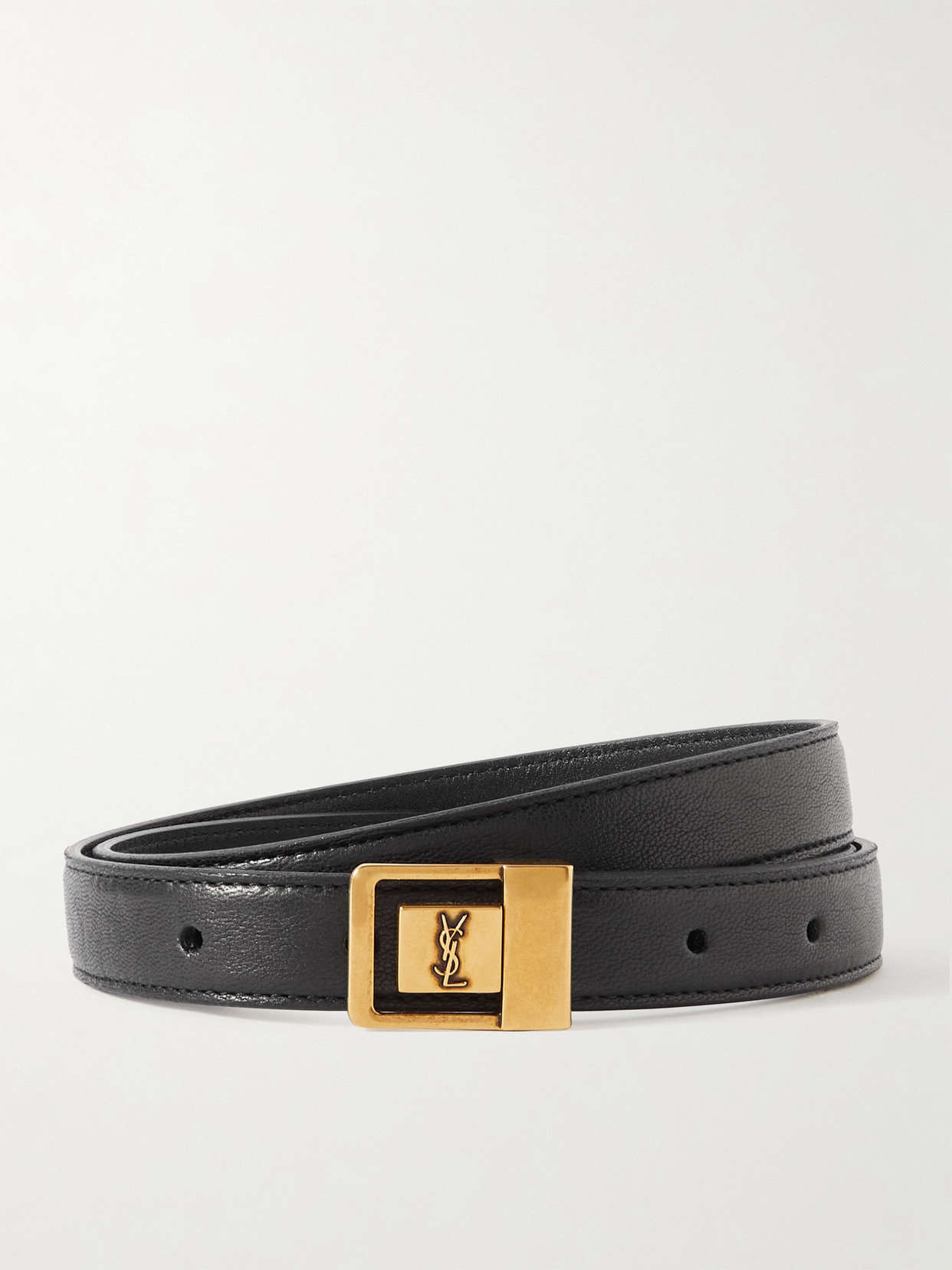 Saint Laurent Leather Waist Belt In Black