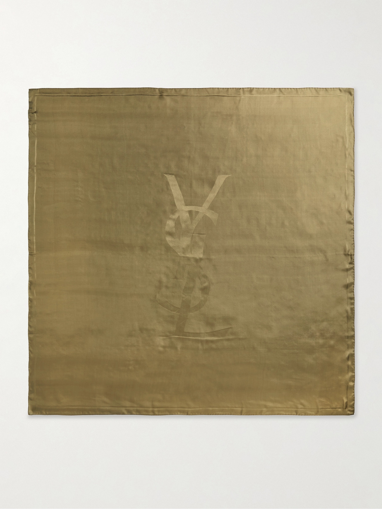SAINT LAURENT - Signature Silk-jacquard Scarf - Brown