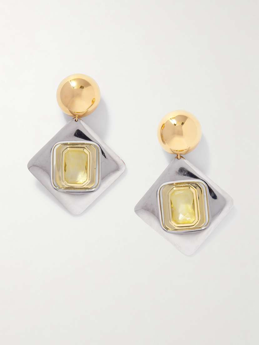 Saint Laurent And Silver-tone Resin Clip Earrings