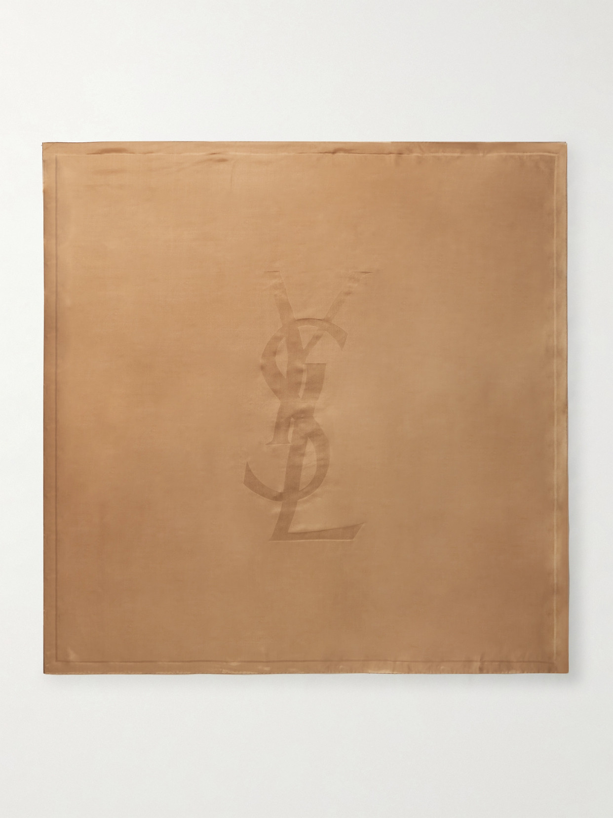 Saint Laurent Signature Silk-jacquard Scarf In Neutrals