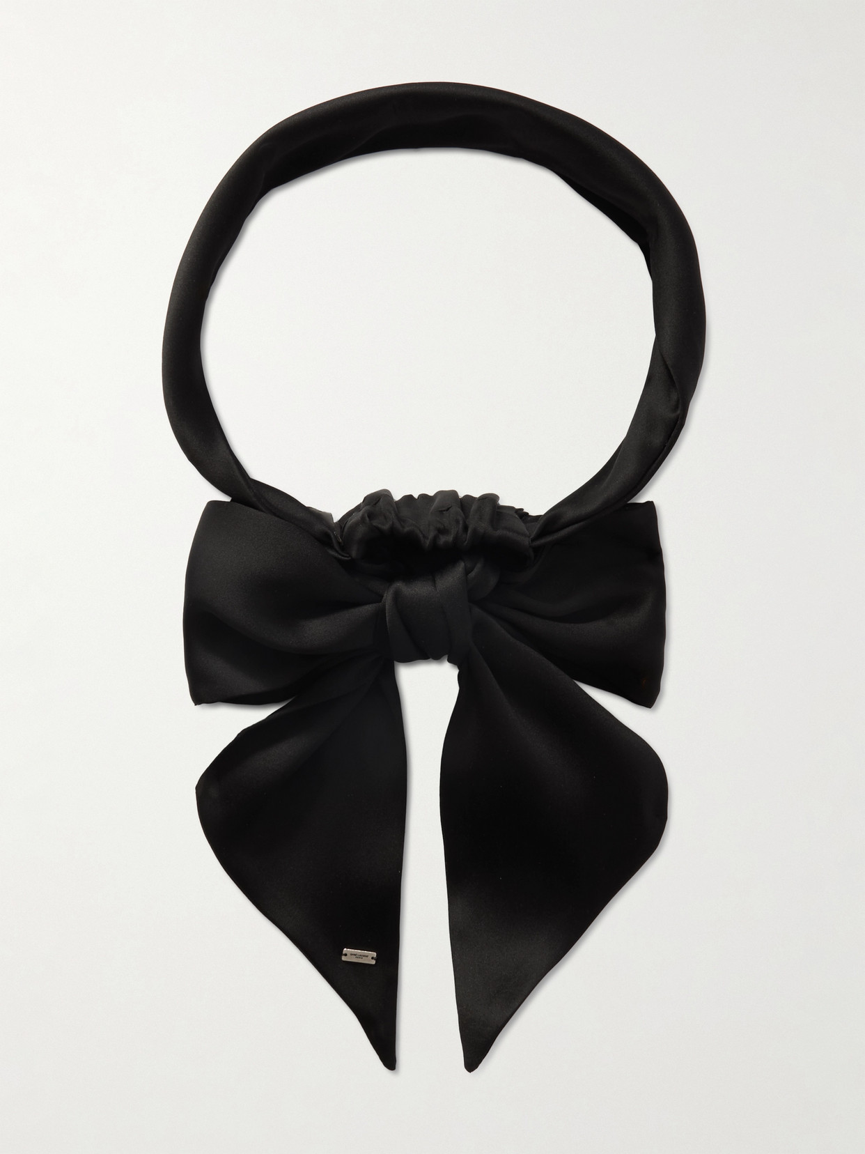 SAINT LAURENT - Bow-embellished Silk-satin Headband - Black