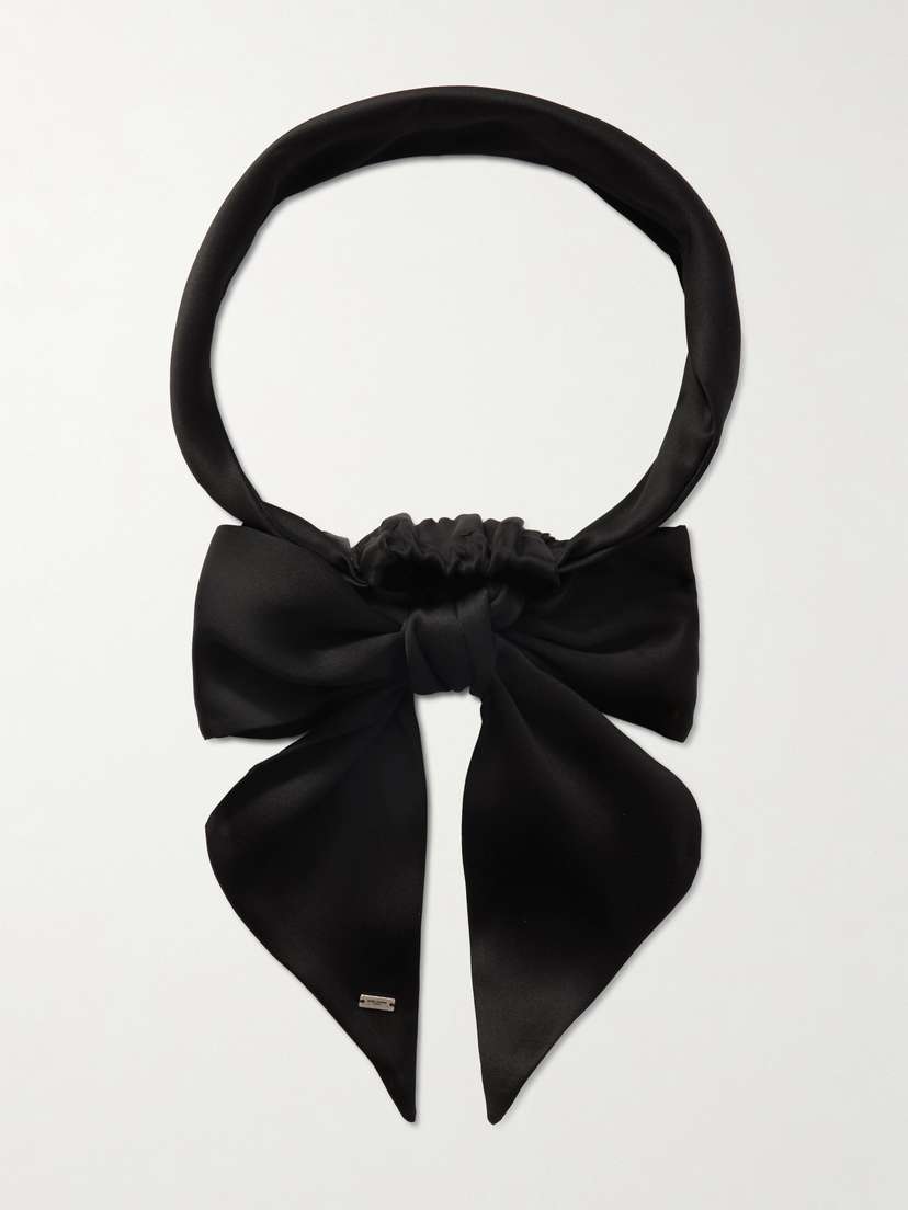 Saint Laurent Bow-embellished Silk-satin Headband