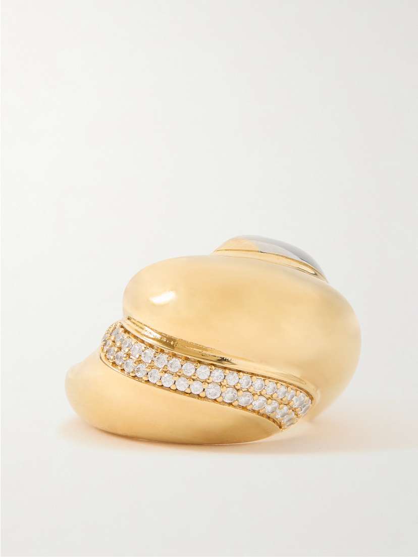 Saint Laurent Whirlwind Gold-tone Crystal Ring