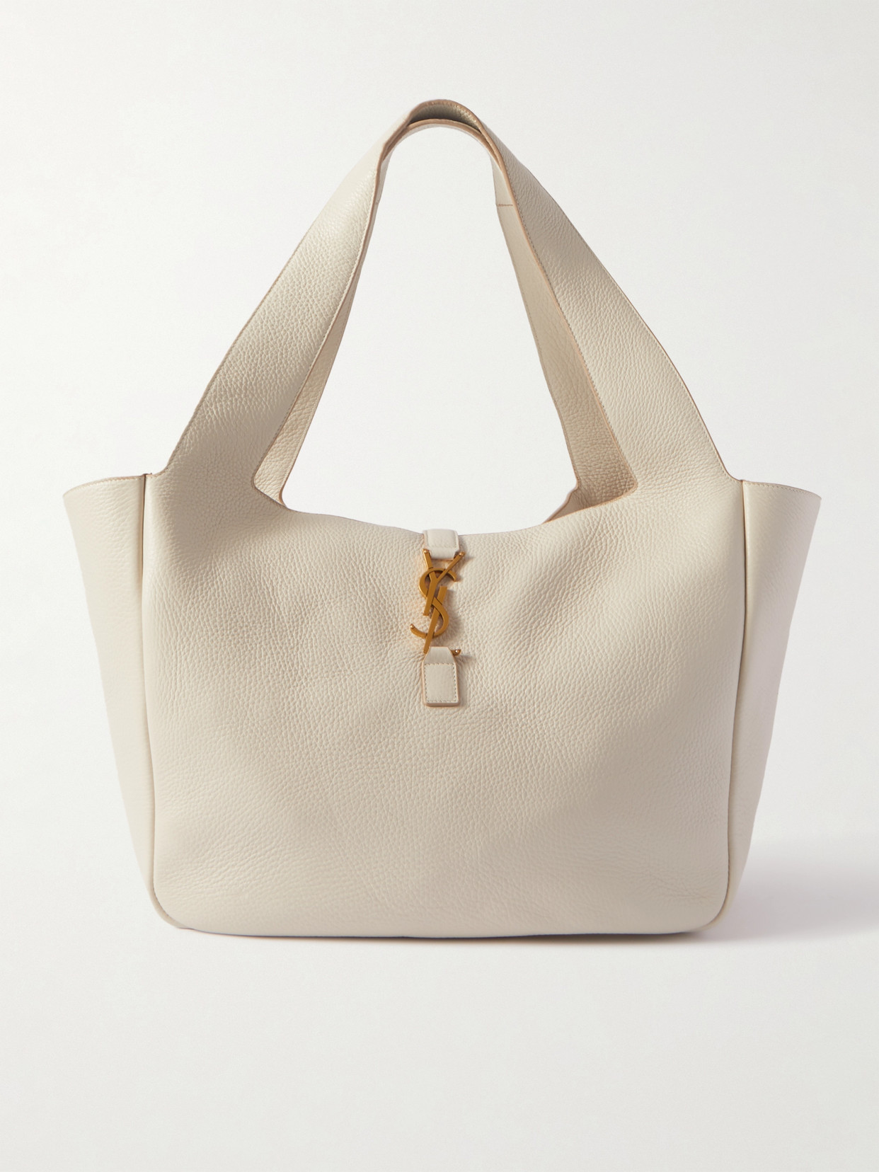 Saint Laurent Bea Textured-leather Tote In White