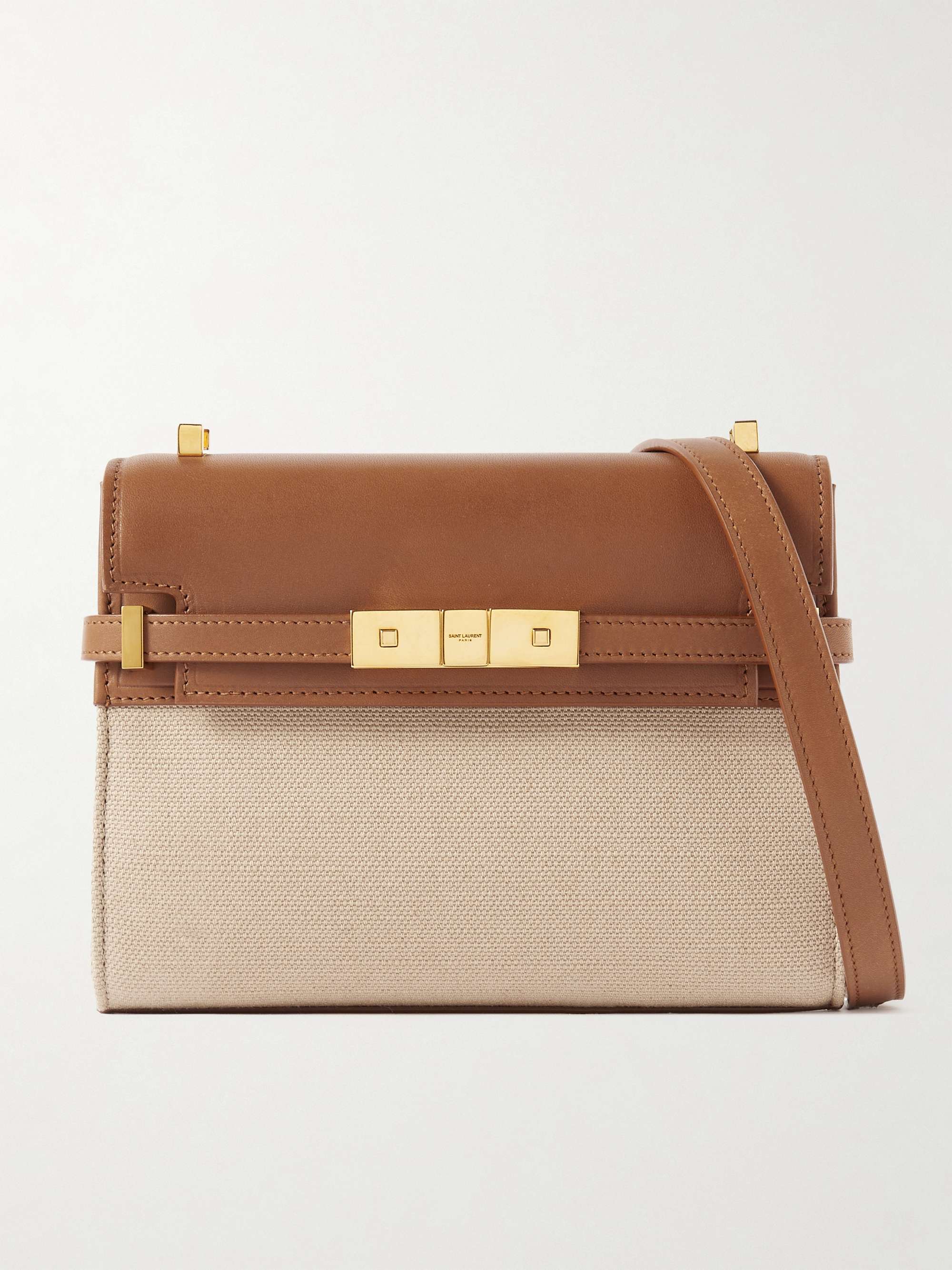 Manhattan leather and canvas shoulder bag brown One Size
