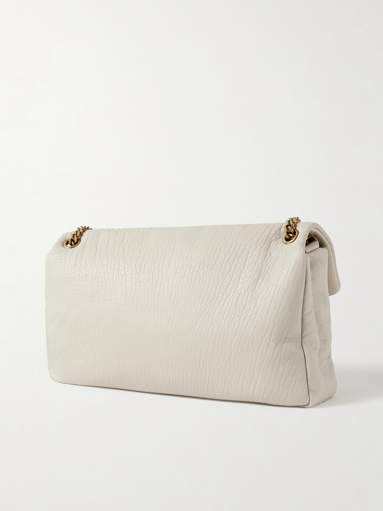 Saint Laurent Calypso Large Padded Textured-leather Shoulder Bag In White