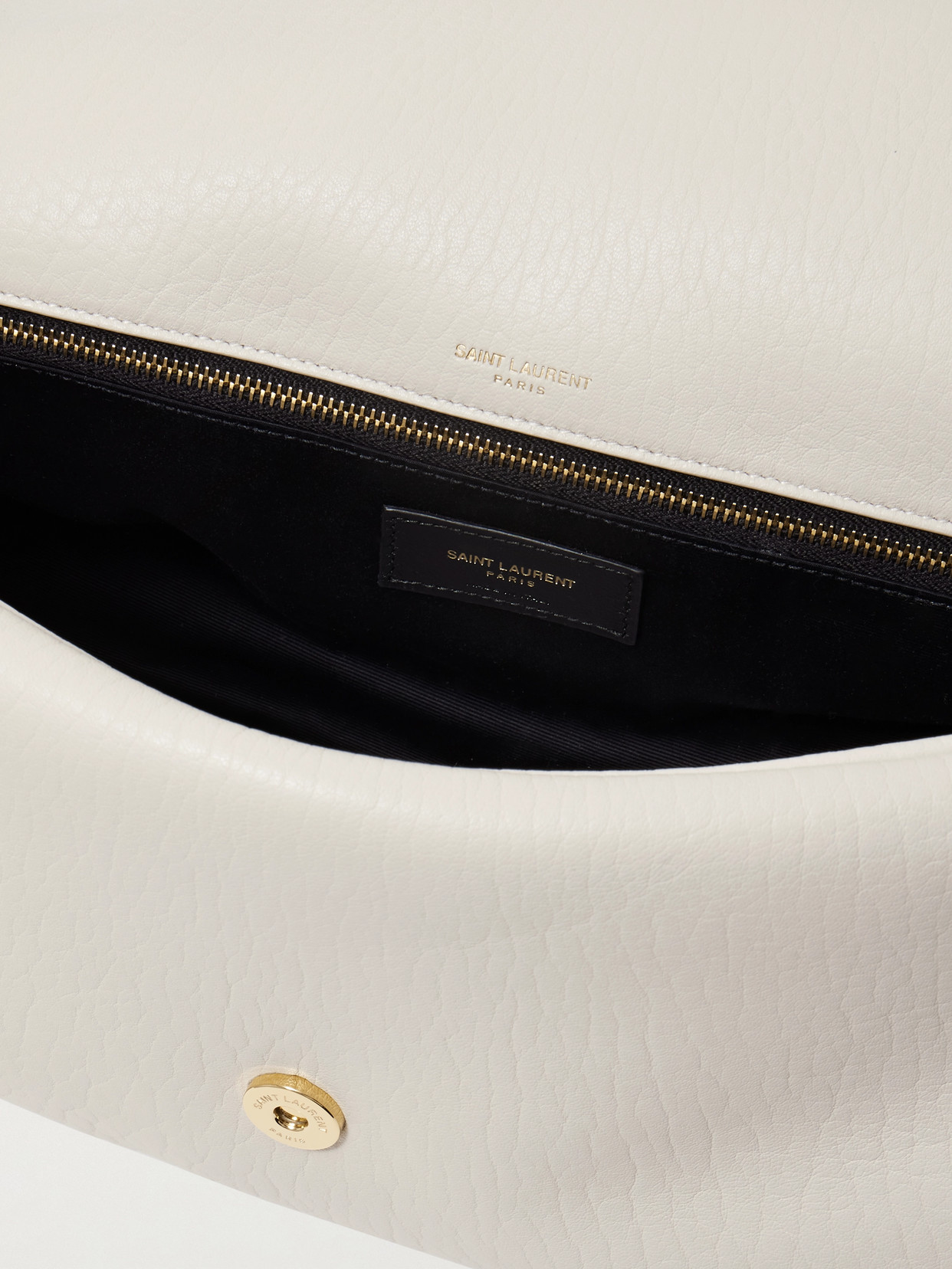 Saint Laurent Calypso Large Padded Textured-leather Shoulder Bag In White