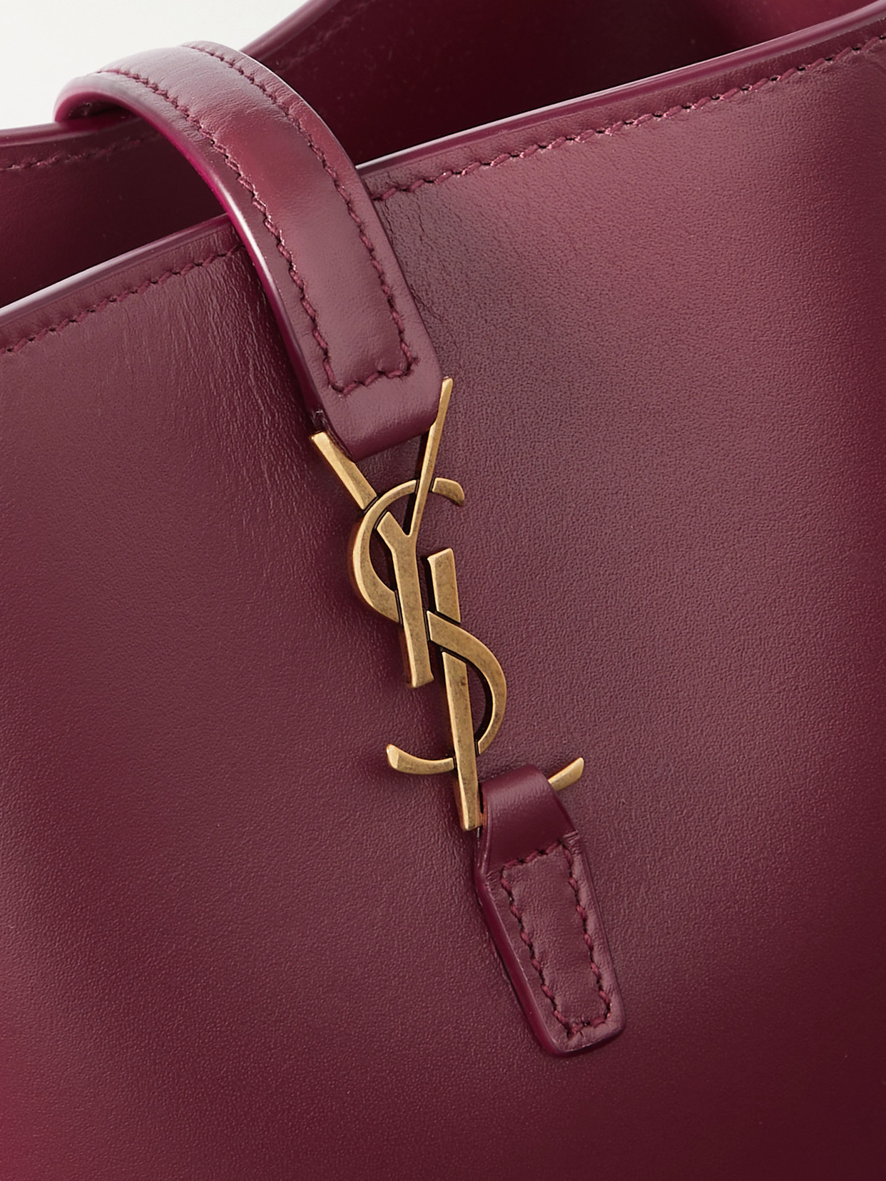 Saint Laurent Le 37 Mini Ysl Bucket Bag In Smooth Leather In Red