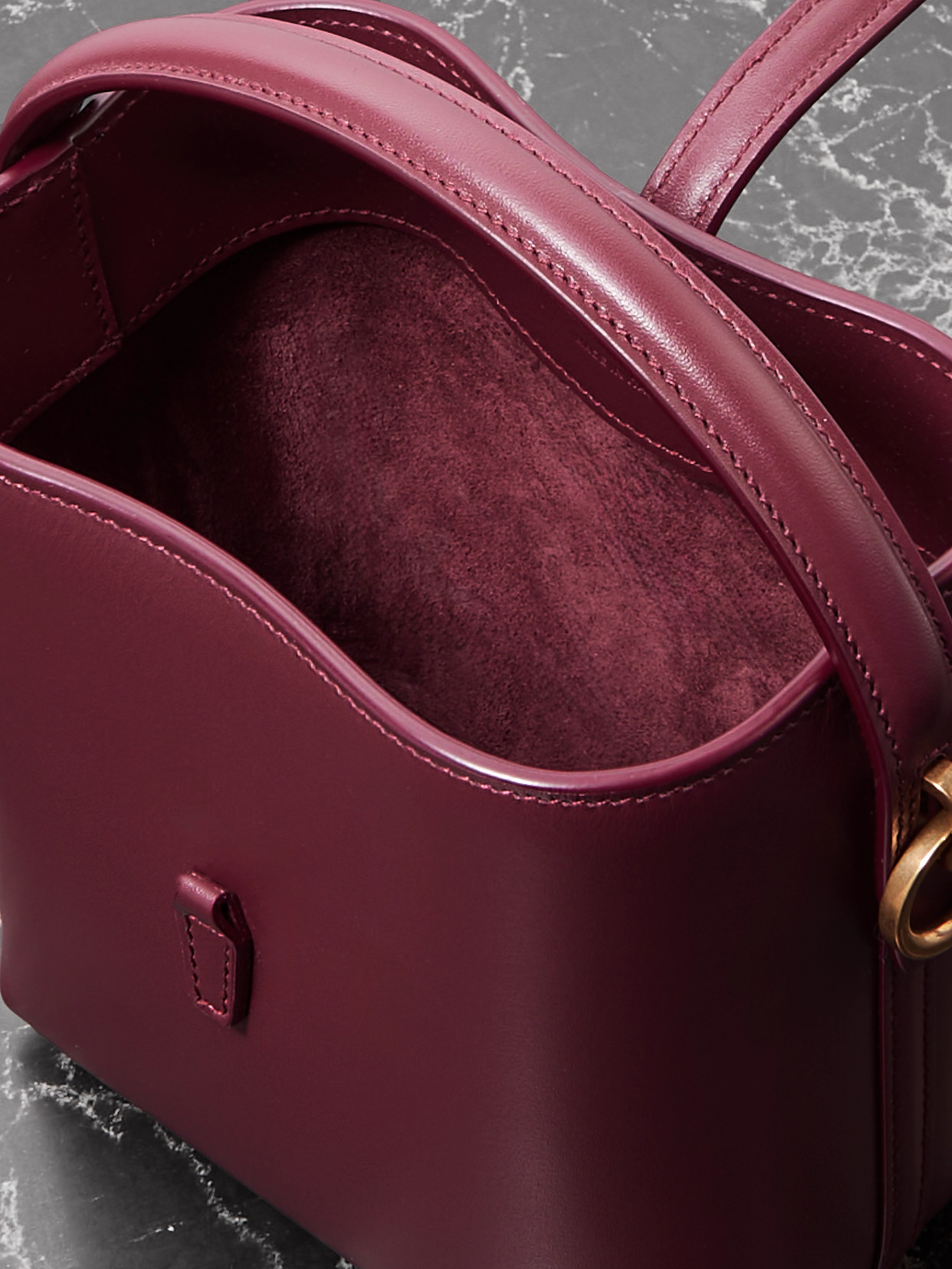 Saint Laurent Le 37 Mini Ysl Bucket Bag In Smooth Leather In Red