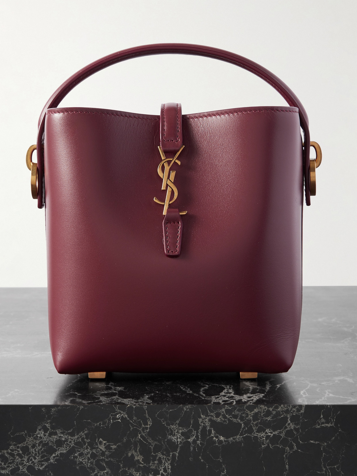 Saint Laurent Le 37 Mini Leather Bucket Bag In Red