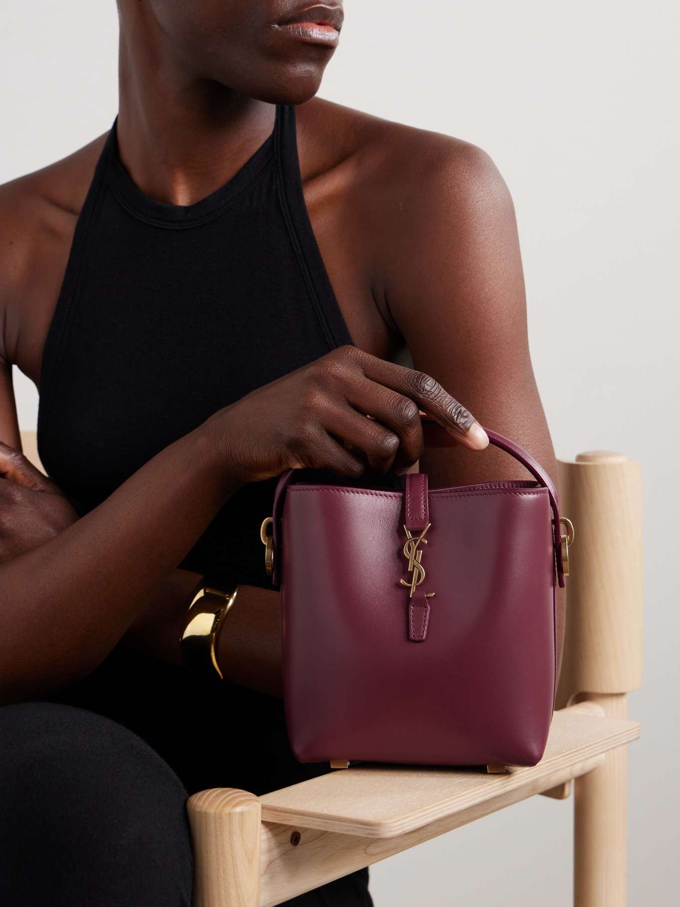 LE 37 MINI BUCKET BAG 15 IN BROWN CALFSKIN GOLD HARDWARE