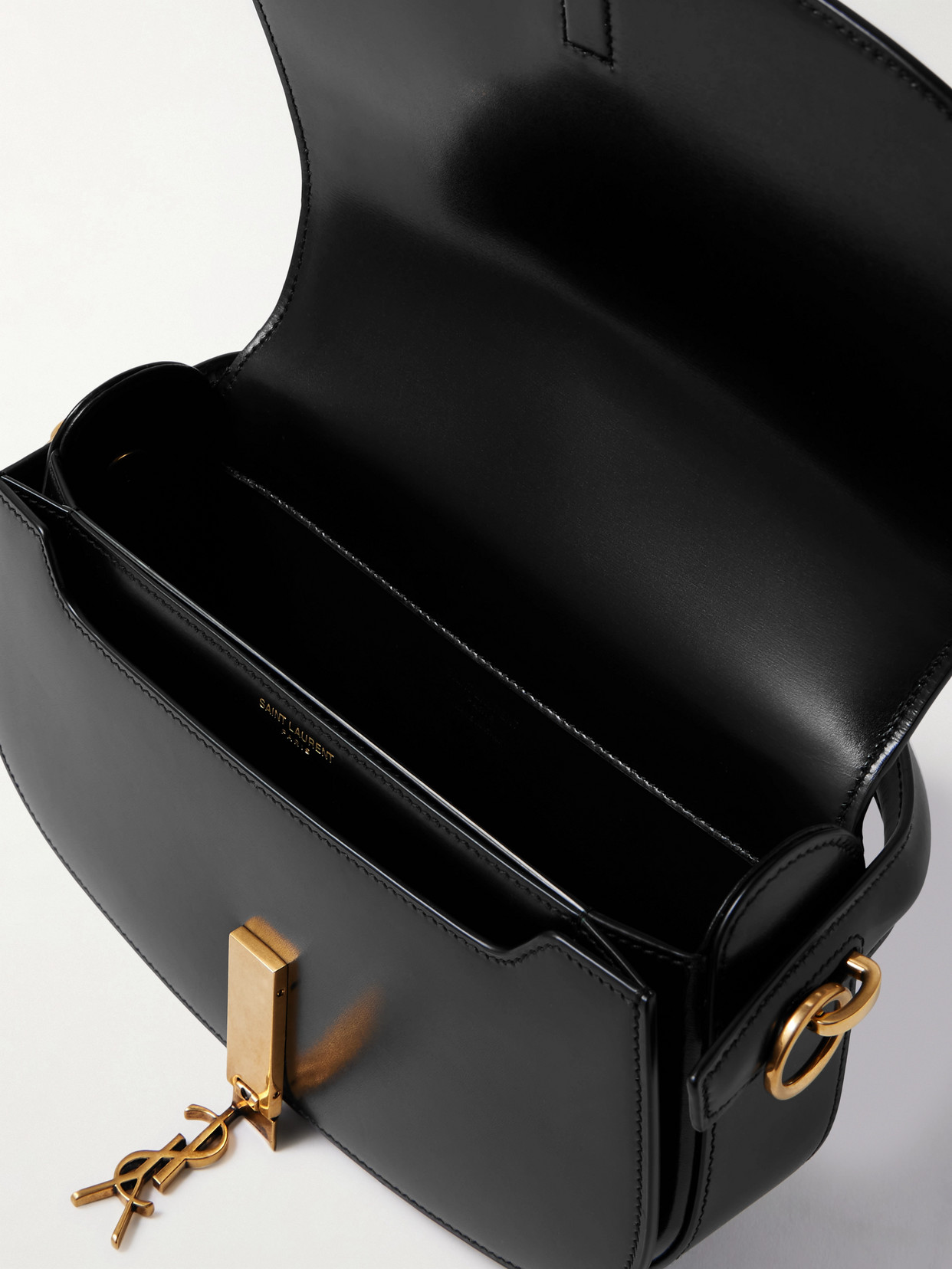 Saint Laurent Mini Leather Voltaire Shoulder Handbag In Black