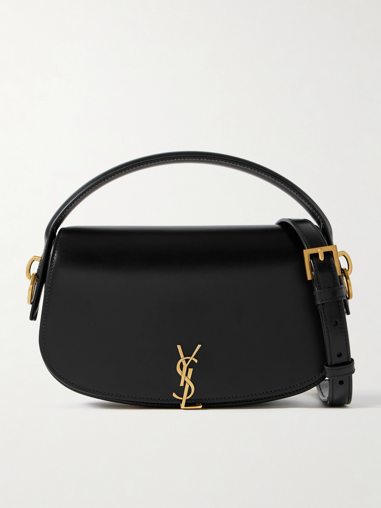Saint Laurent Mini Leather Voltaire Shoulder Handbag In Black