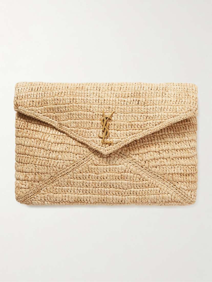 Saint Laurent Cassandre Raffia Clutch