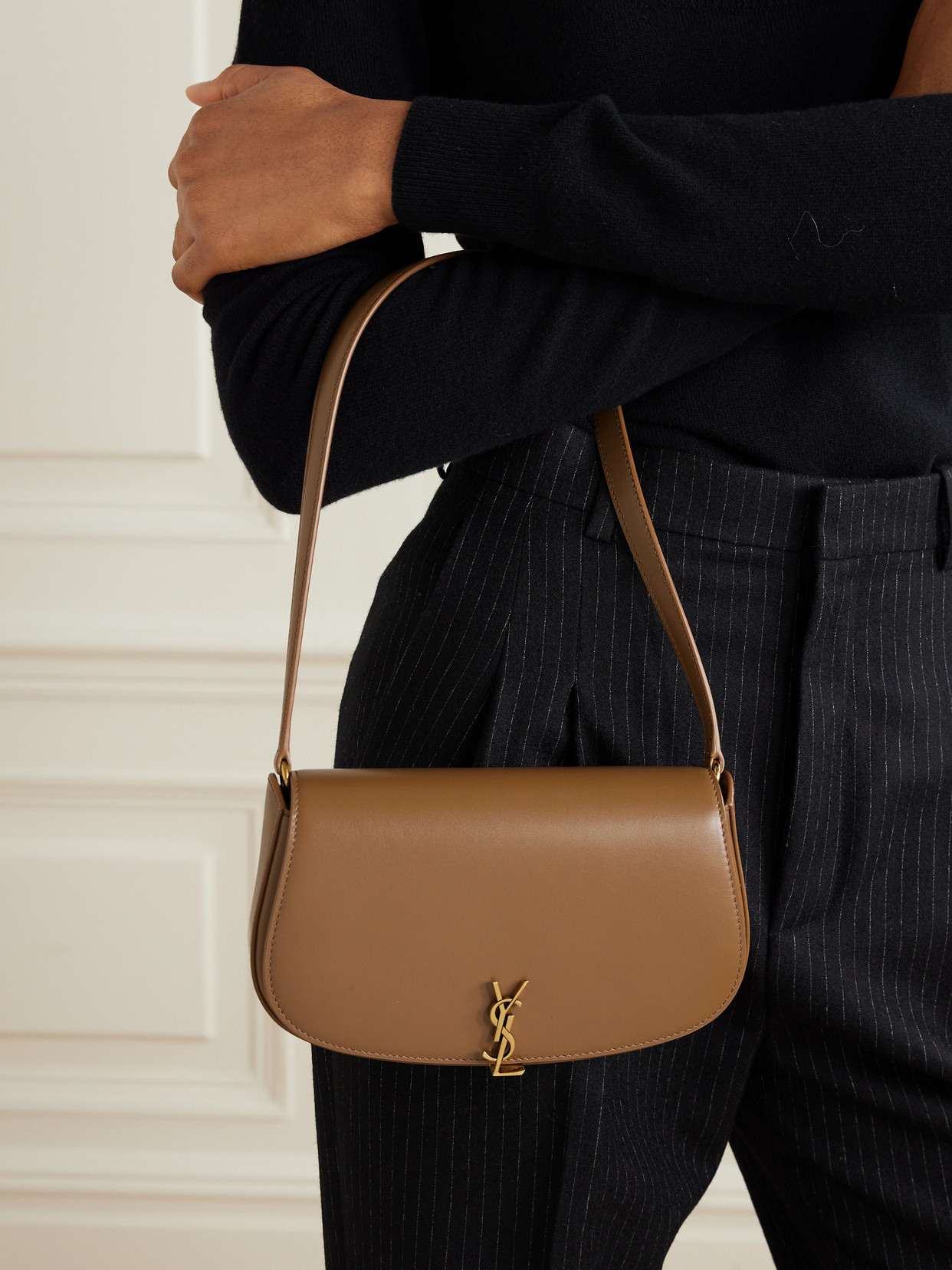 Saint Laurent Voltaire Mini Leather Shoulder Bag In Brown
