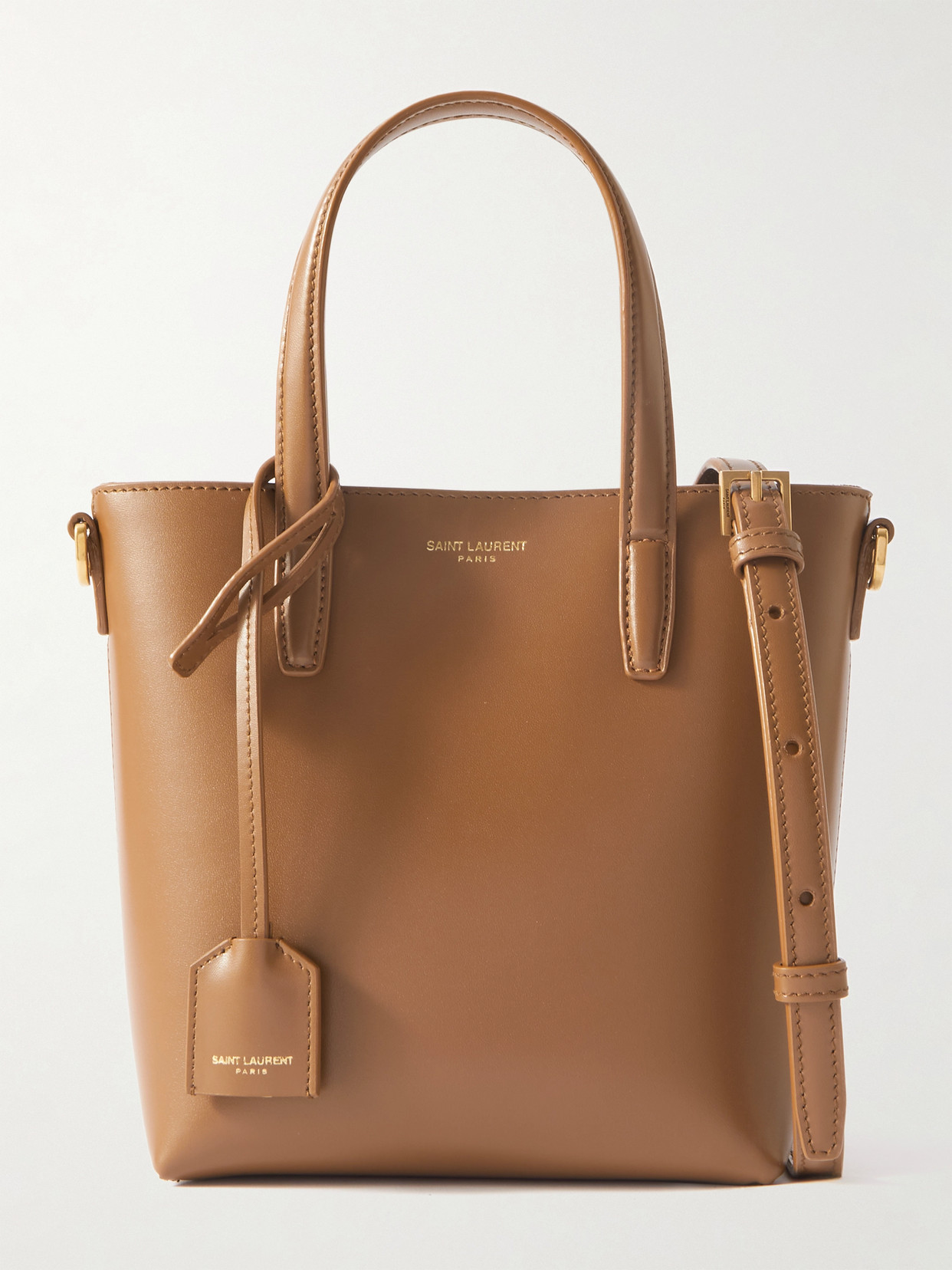 Shop Saint Laurent Toy Mini Leather Tote In Brown