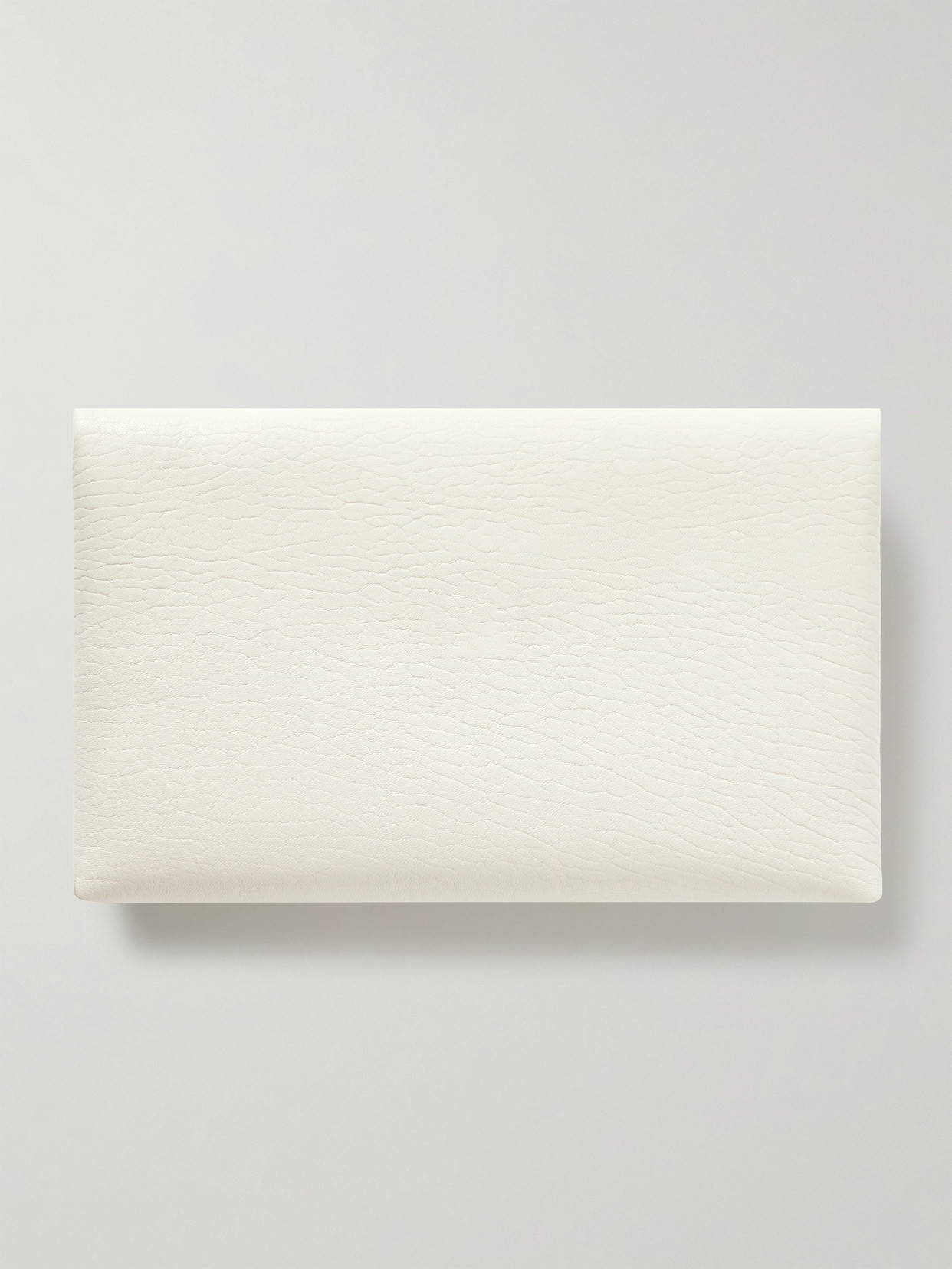 Saint Laurent Cassandre Large Textured-leather Clutch In White