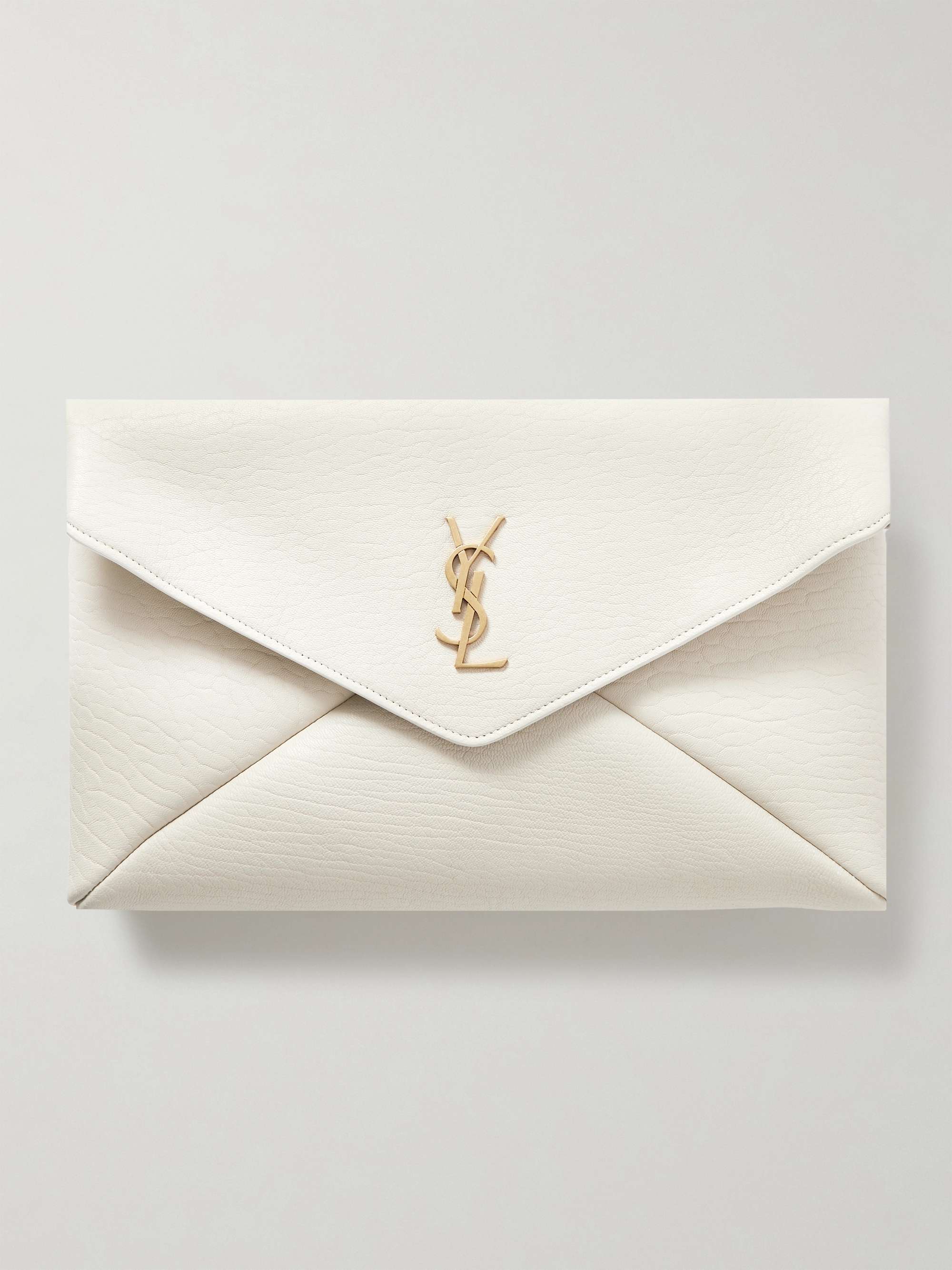 SAINT LAURENT Cassandre large textured-leather clutch | NET-A-PORTER