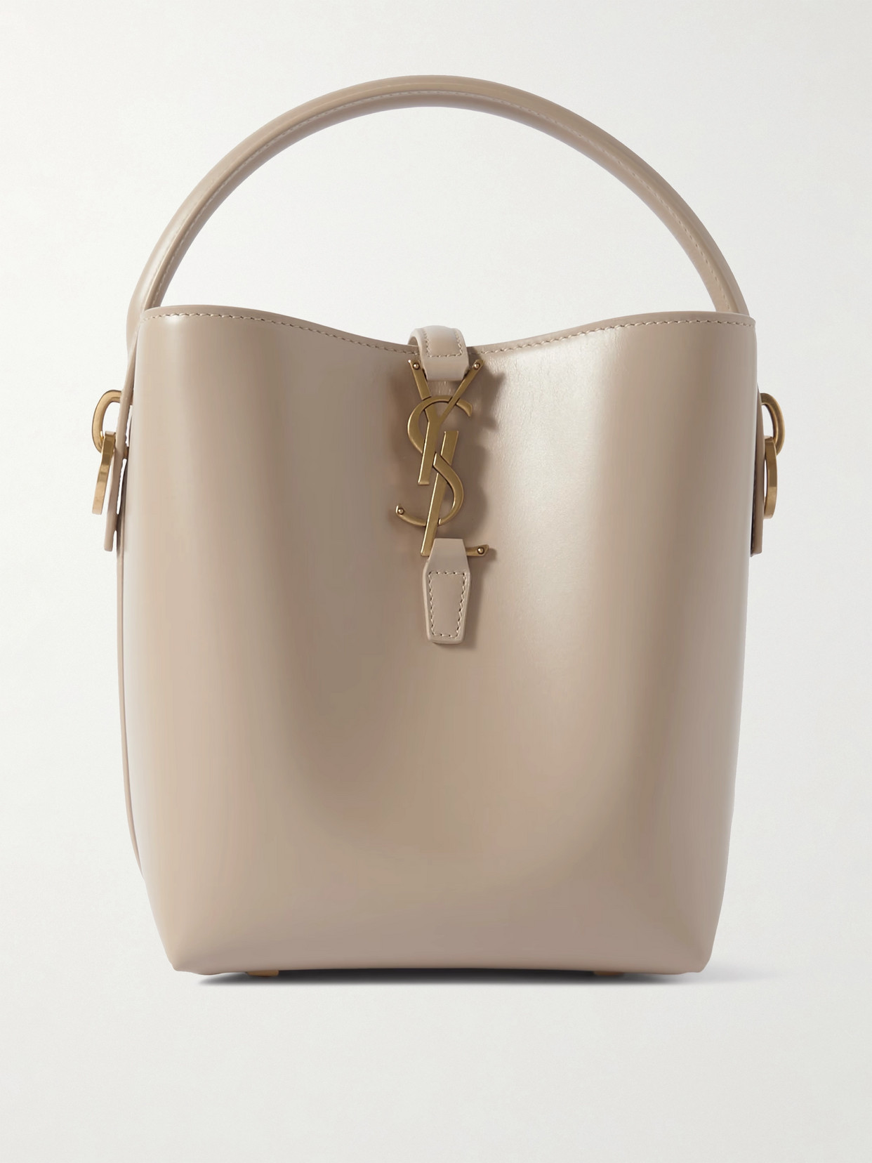 Saint Laurent Small Le 37 Leather Bucket Bag In Dark Beige