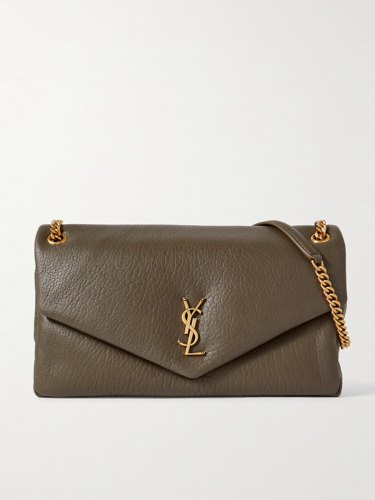 Saint Laurent Large Calypso Leather Shoulder Bag In Light Musk