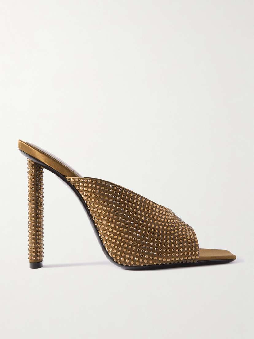 Saint Laurent Sept Crystal-embellished Satin Mules - EU 41