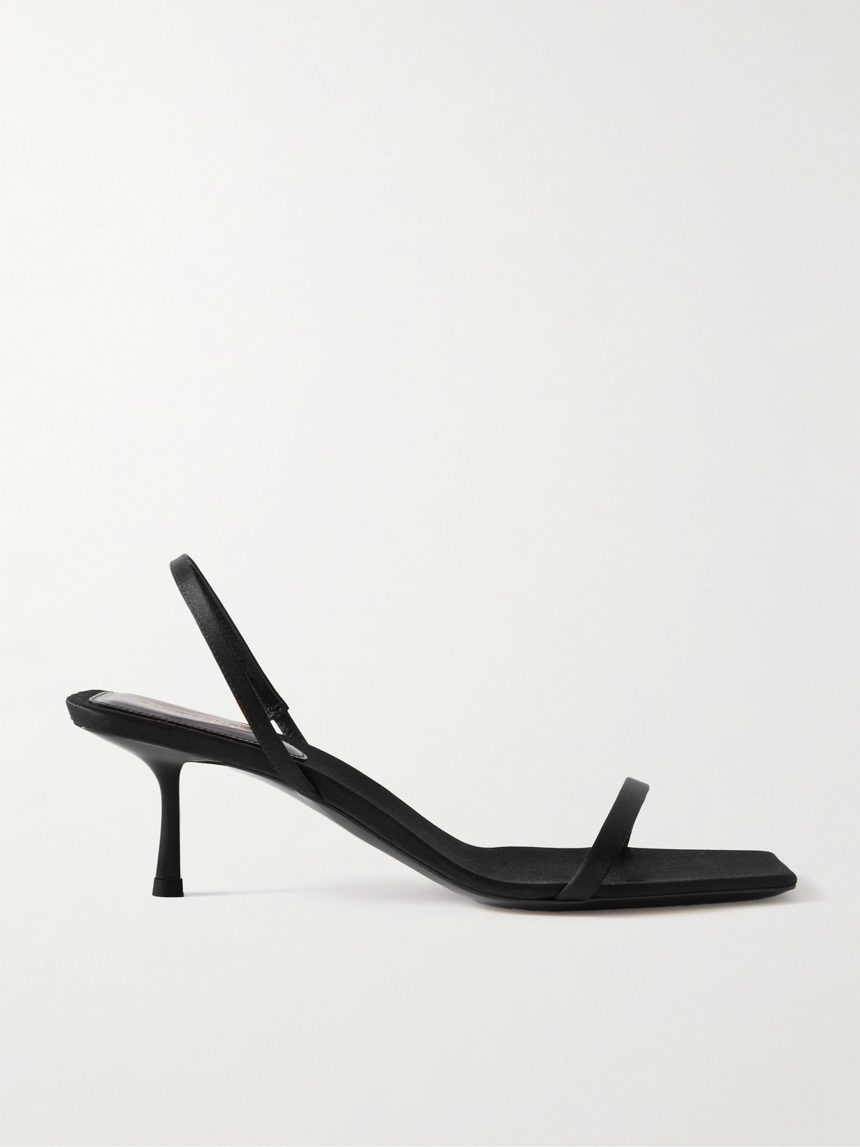 Shop Saint Laurent Jaspe Satin Slingback Sandals In Black