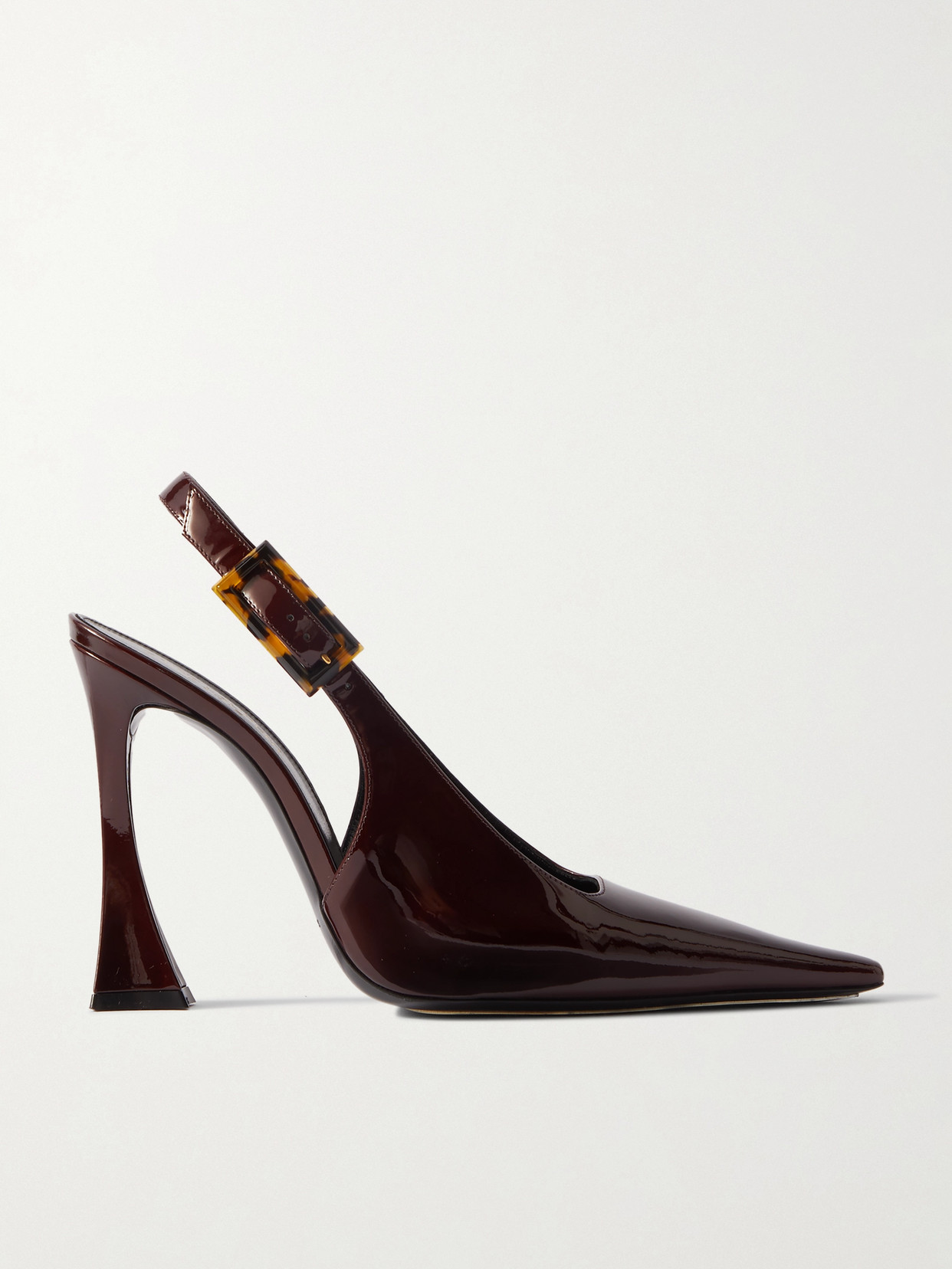 Saint Laurent Dune 110mm Patent-leather Pumps In Brown